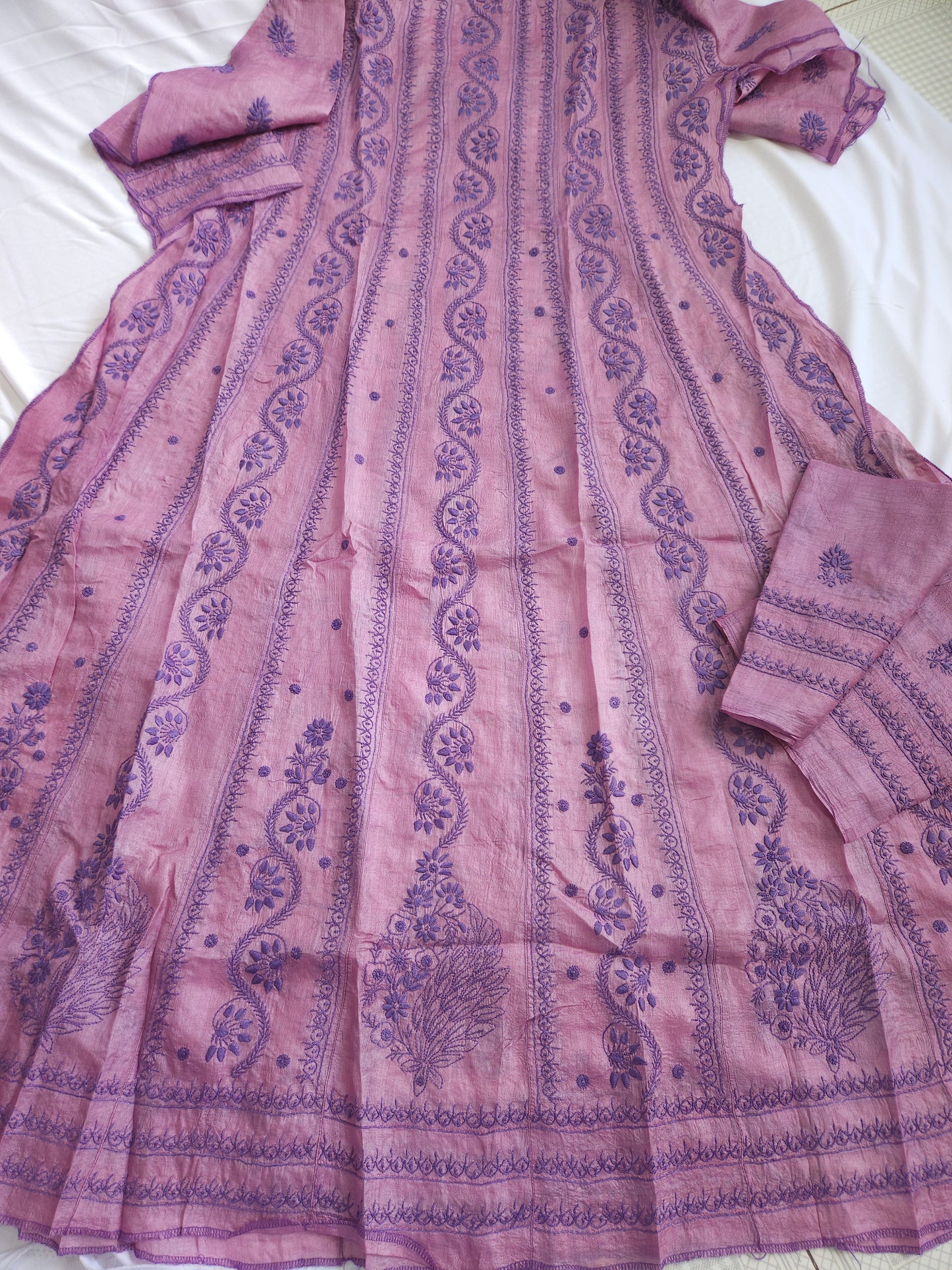 Tussar Silk 2-Piece Anarkali Set