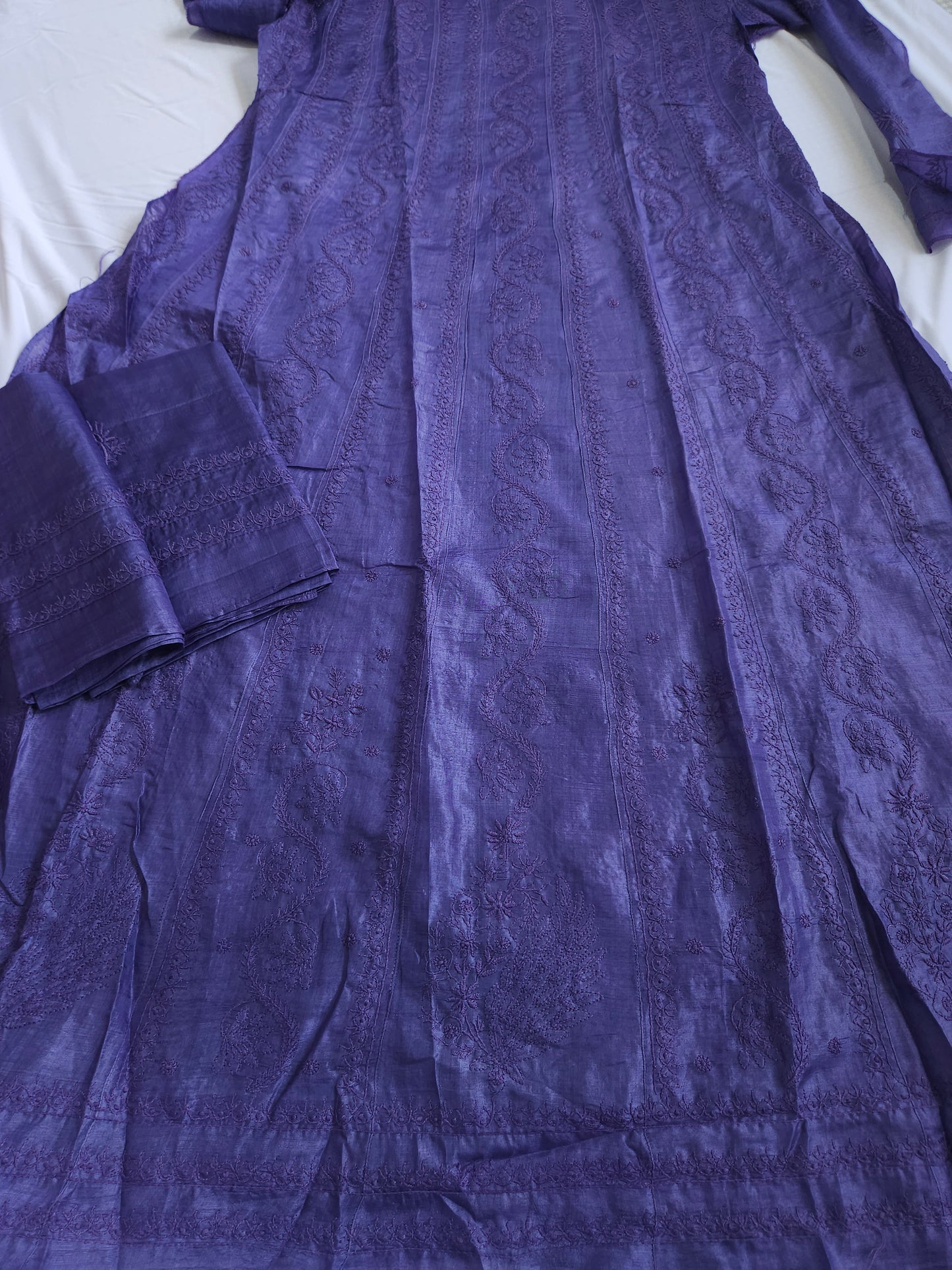Tussar Silk 2-Piece Anarkali Set