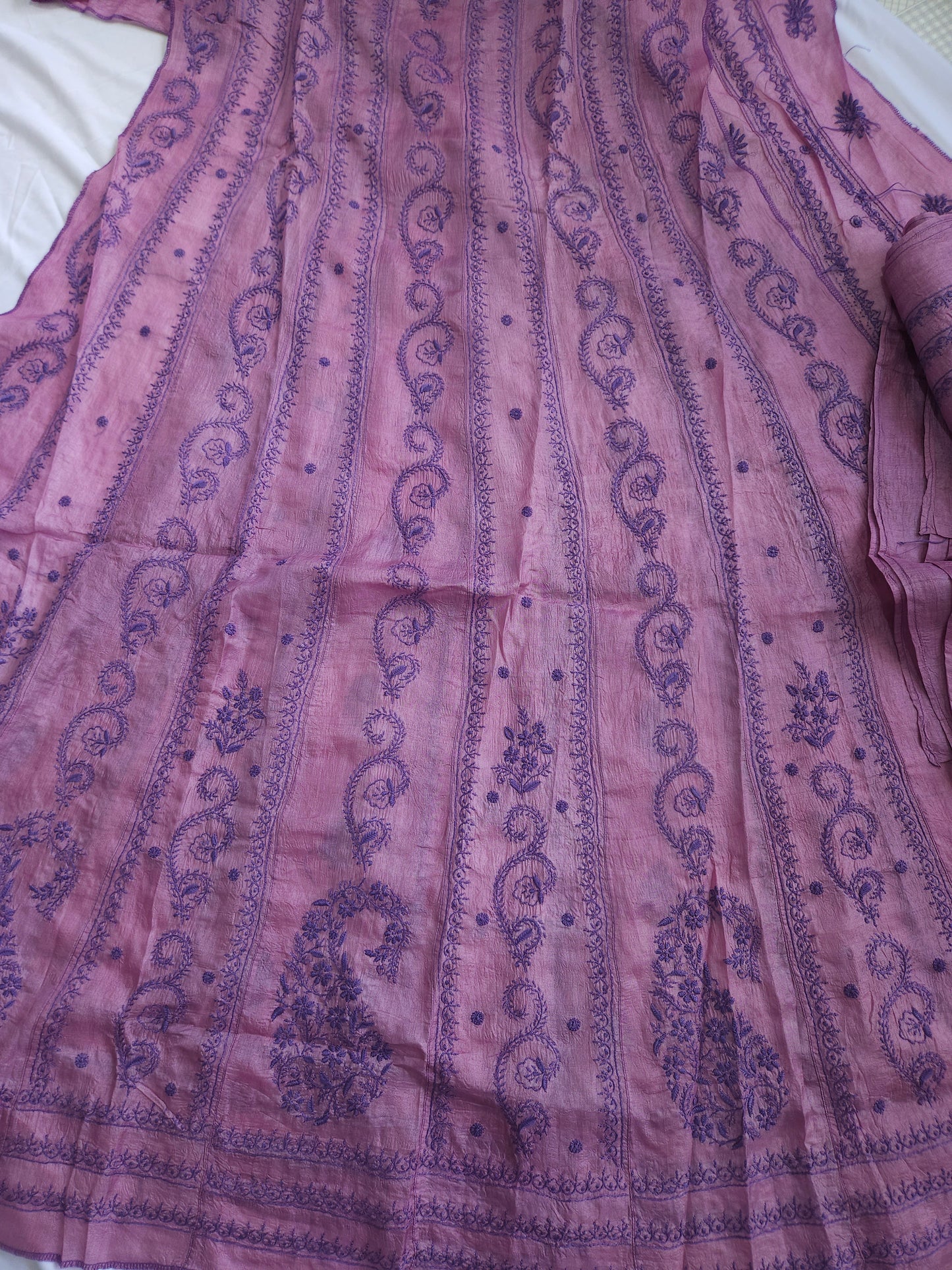 Tussar Silk 2-Piece Anarkali Set