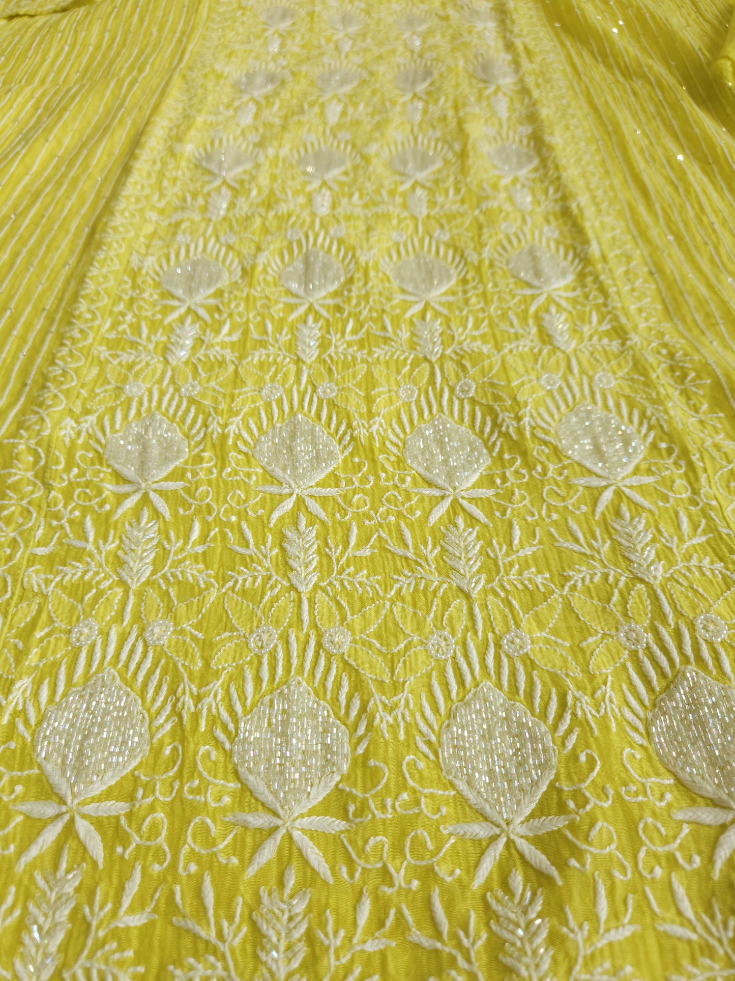 Malmal Chanderi 2-Piece Set (Lime Yellow)