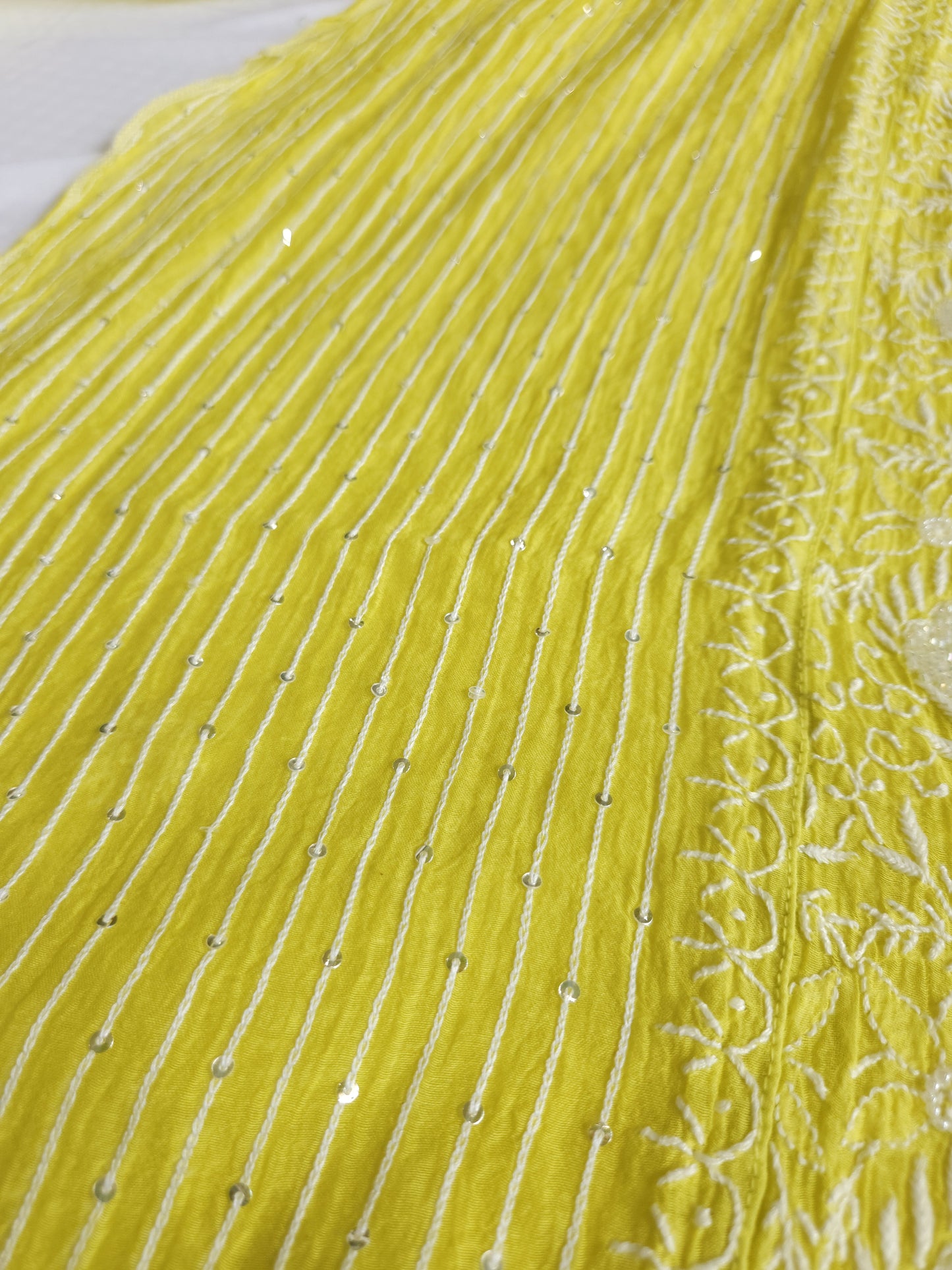 Malmal Chanderi 2-Piece Set (Lime Yellow)