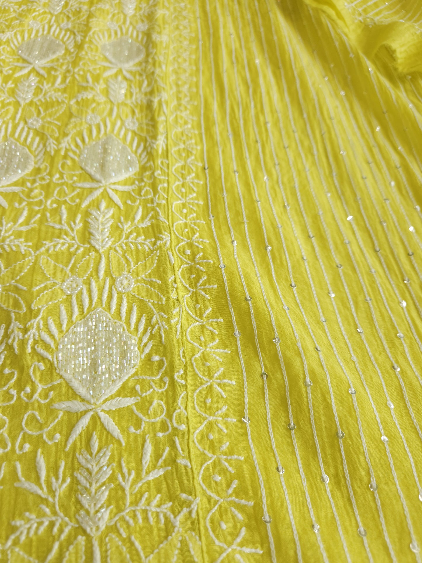 Malmal Chanderi 2-Piece Set (Lime Yellow)