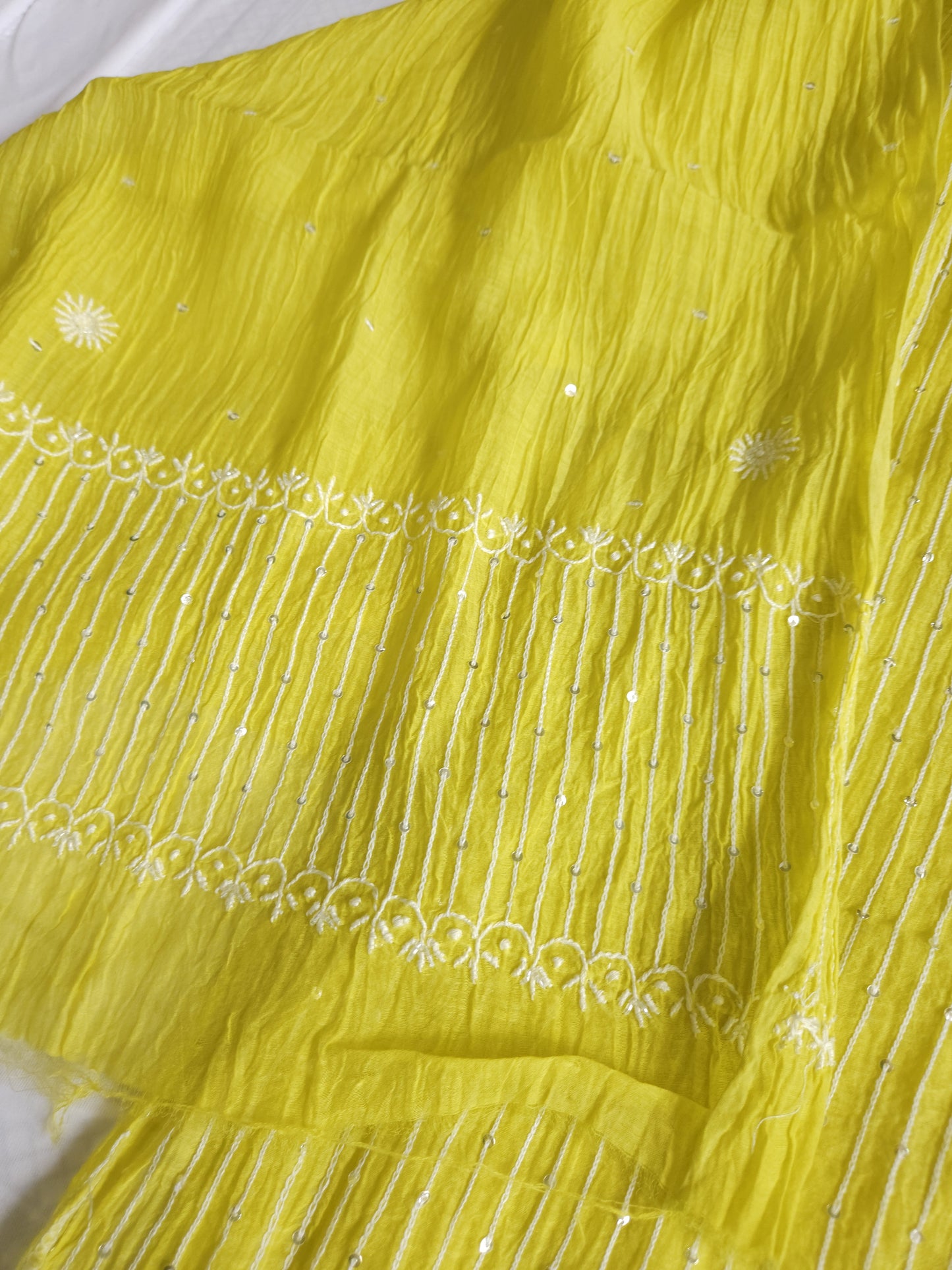 Malmal Chanderi 2-Piece Set (Lime Yellow)