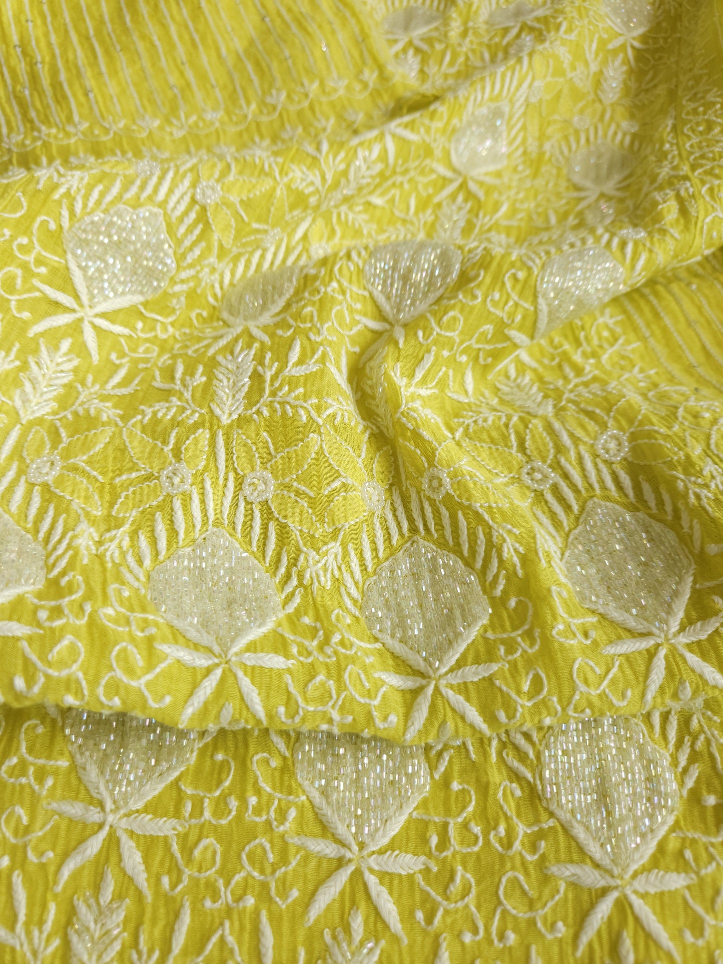 Malmal Chanderi 2-Piece Set (Lime Yellow)