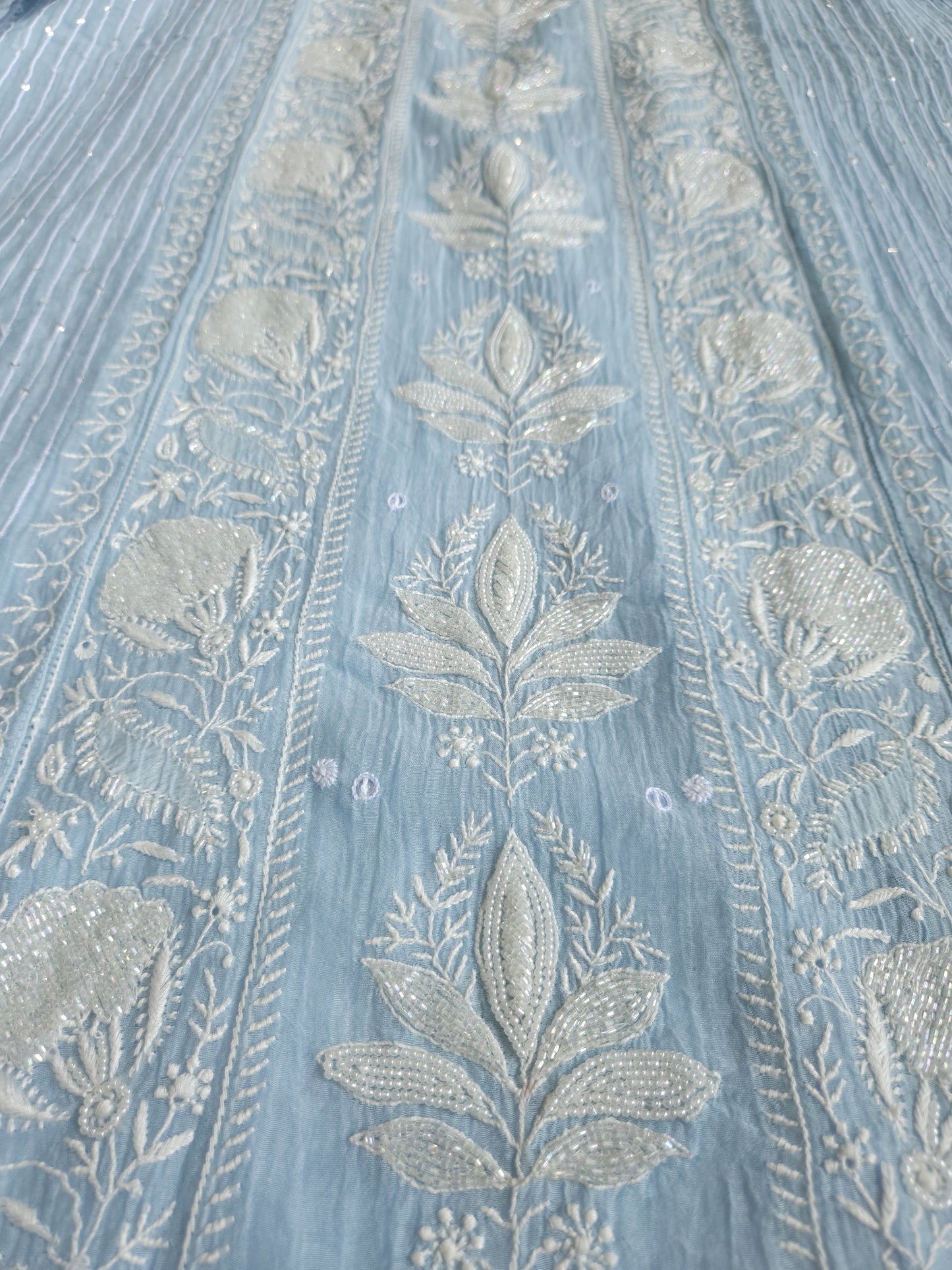 Malmal Chanderi 2-Piece Set (Light Blue)