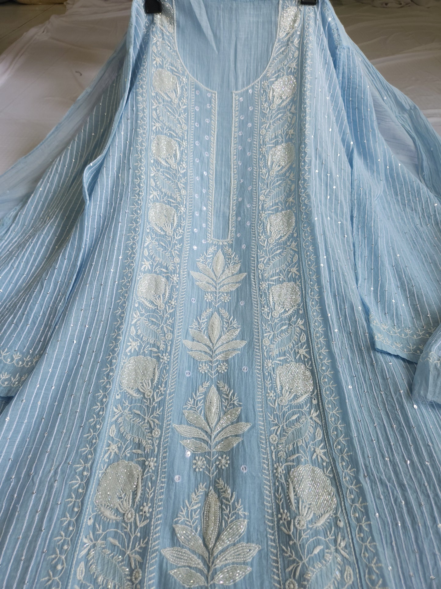 Malmal Chanderi 2-Piece Set (Light Blue)