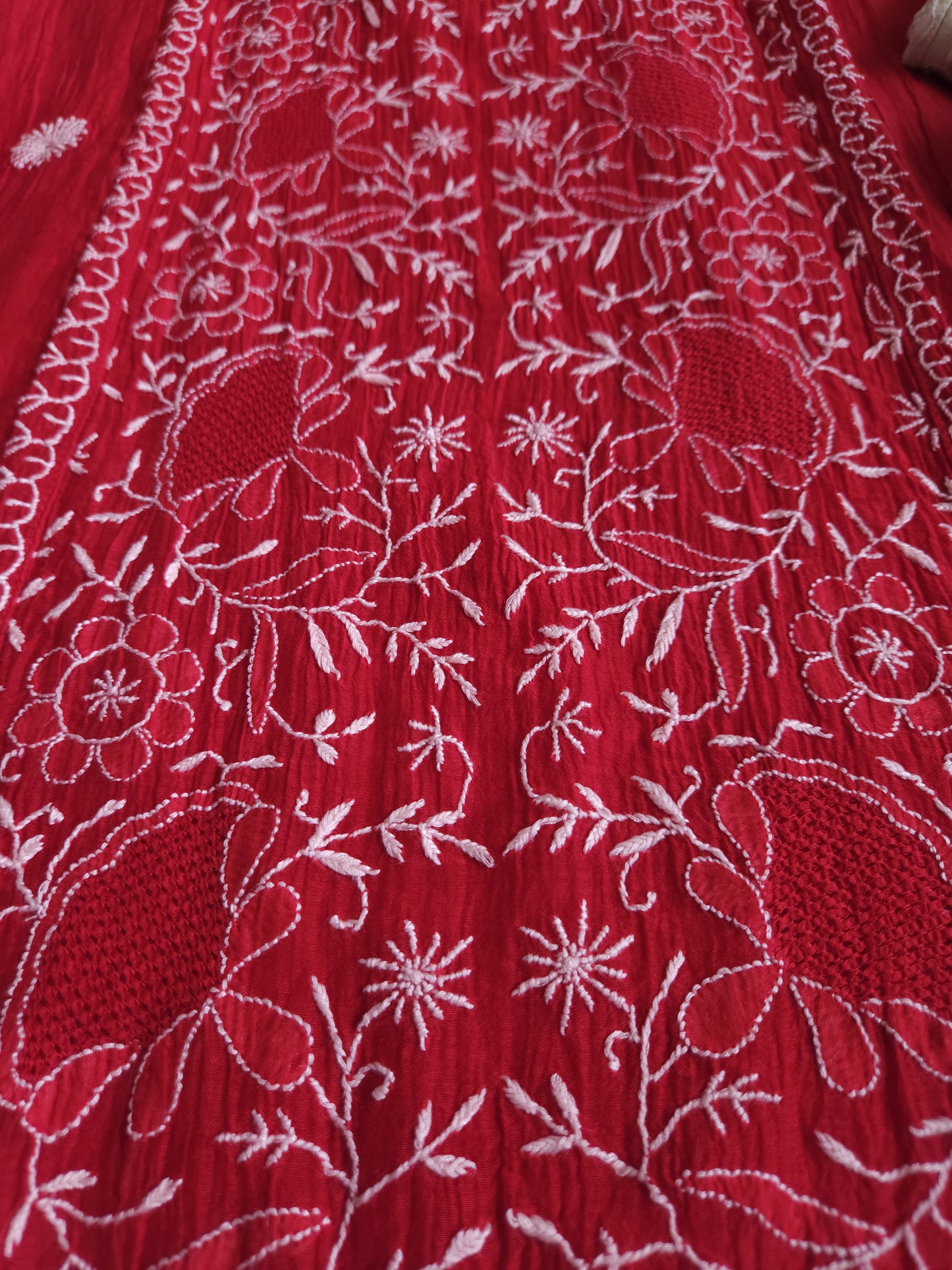 Malmal Chanderi 2-Piece Set (Red)
