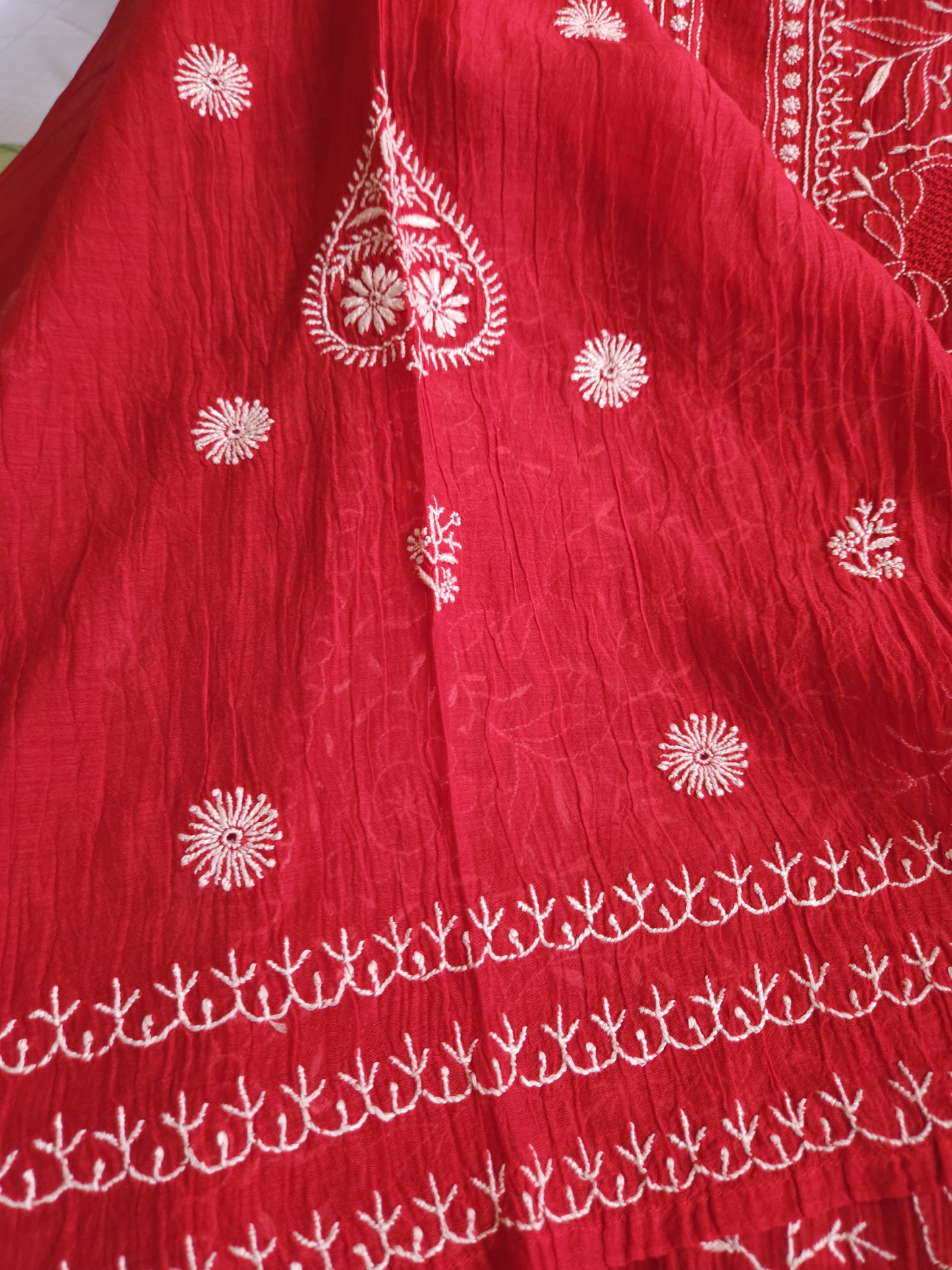 Malmal Chanderi 2-Piece Set (Red)