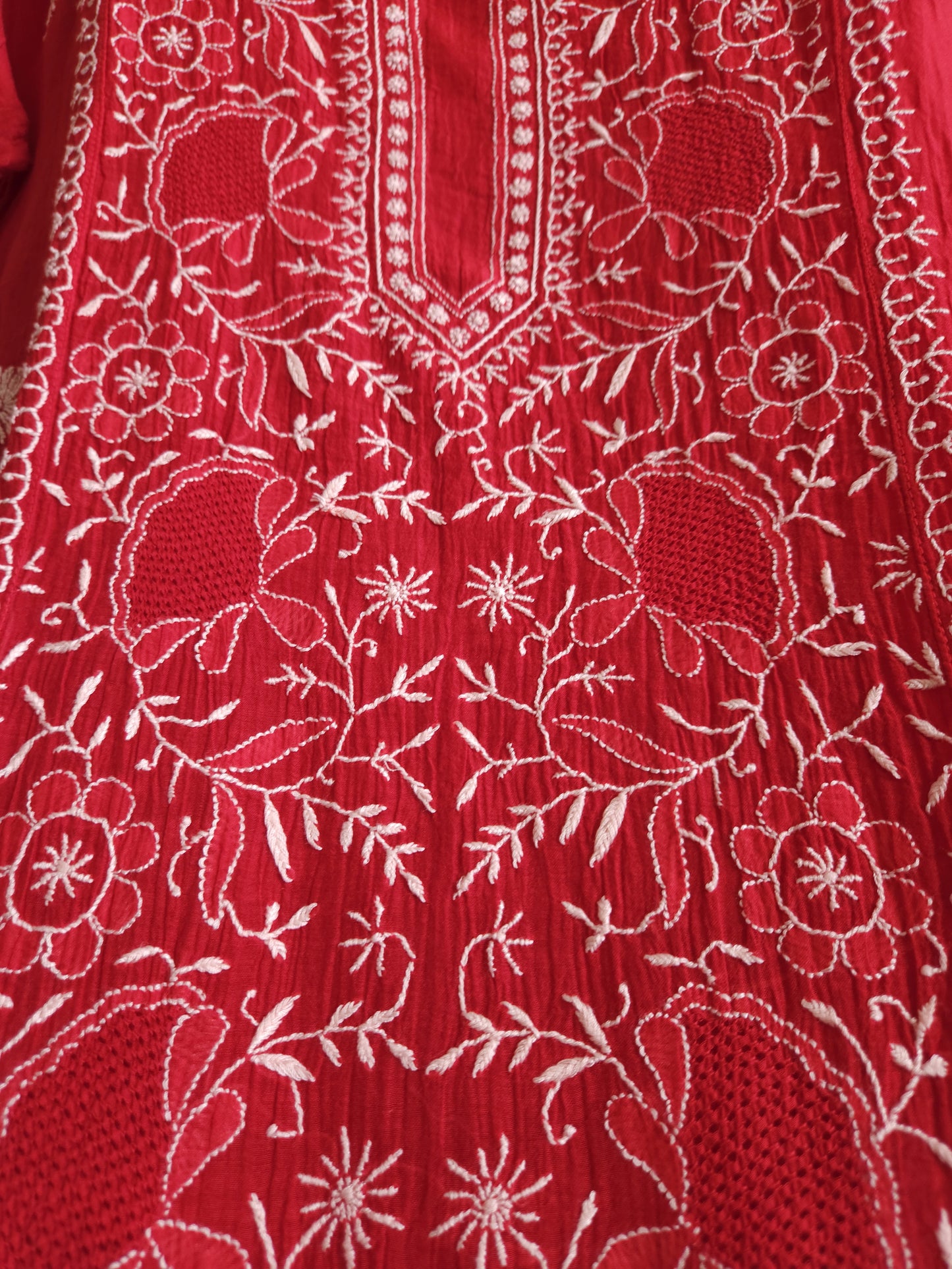 Malmal Chanderi 2-Piece Set (Red)
