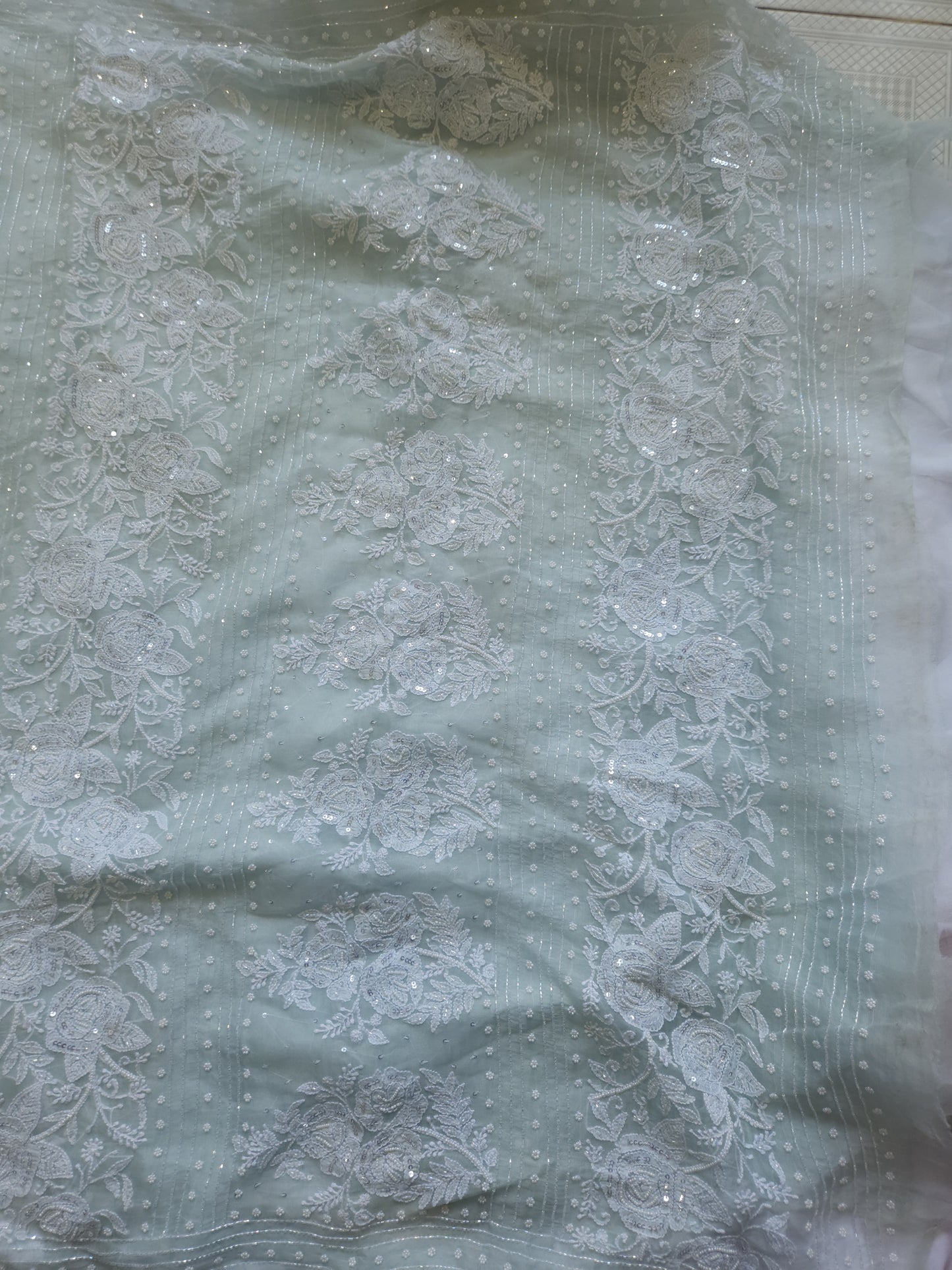 Organza Silk Saree (Dusty Nude Green)