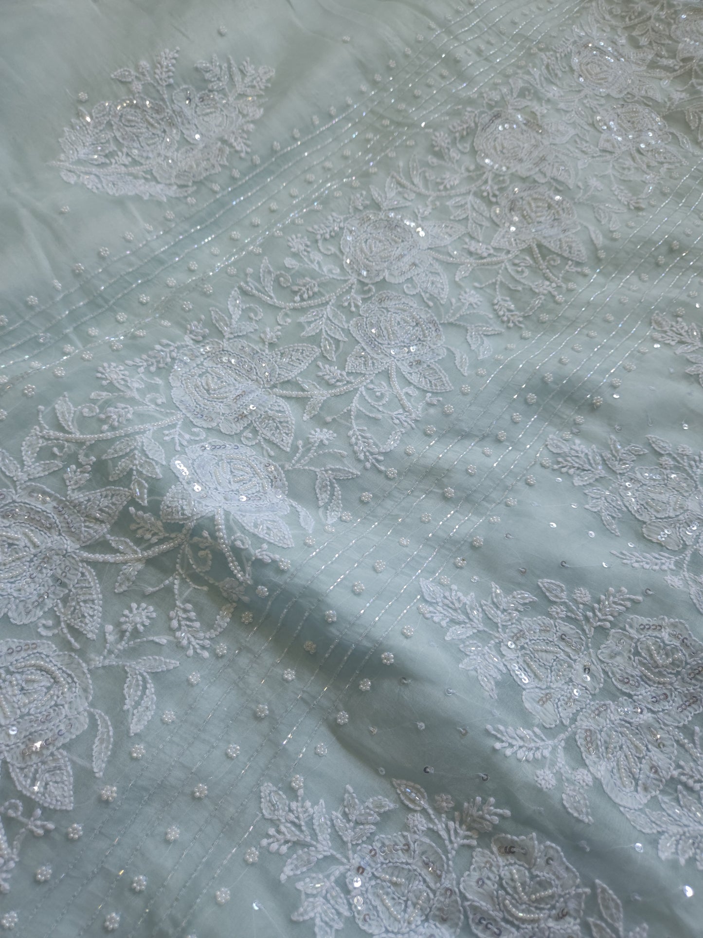 Organza Silk Saree (Dusty Nude Green)