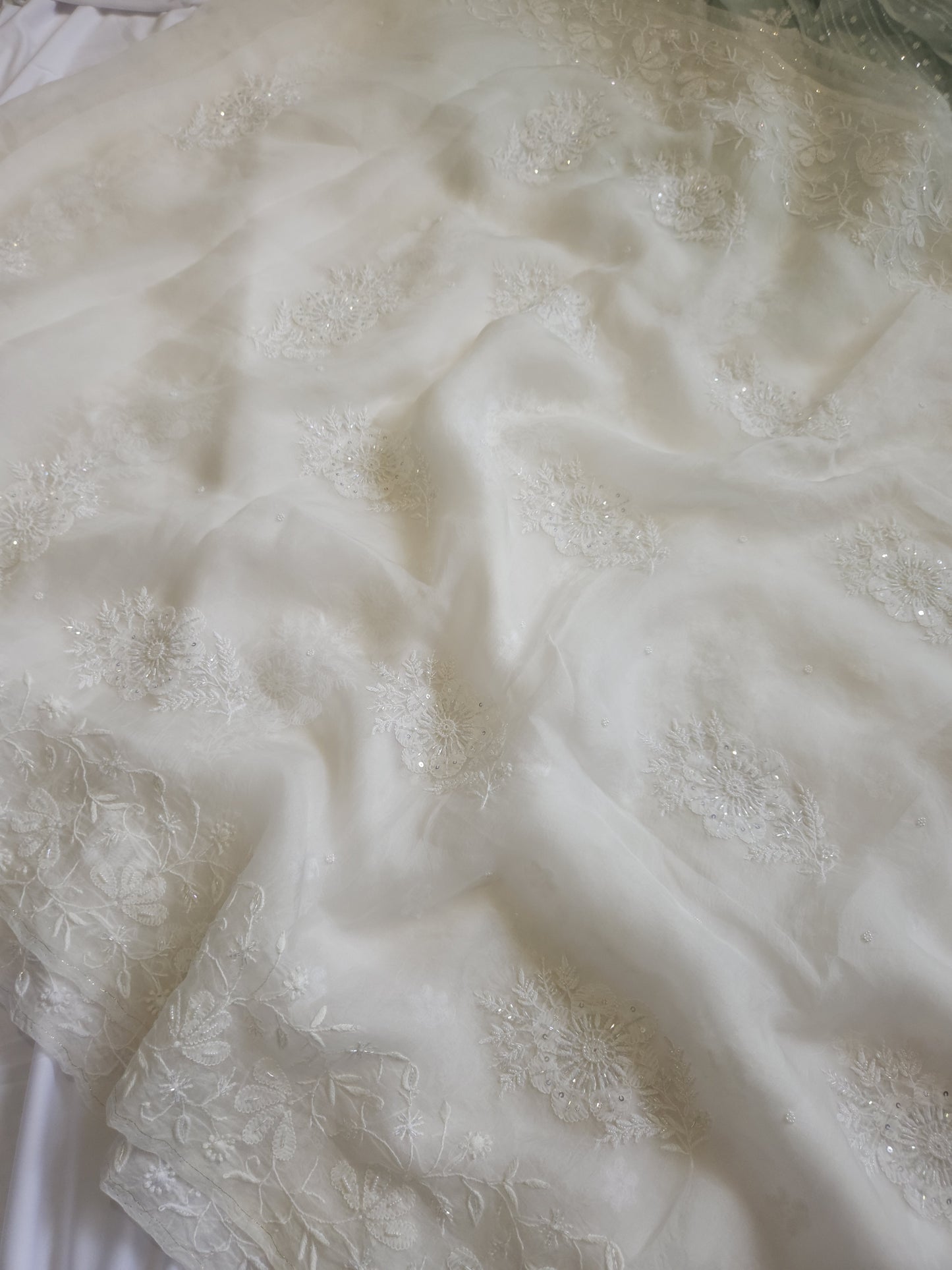 Organza Silk Saree (Undyed White)