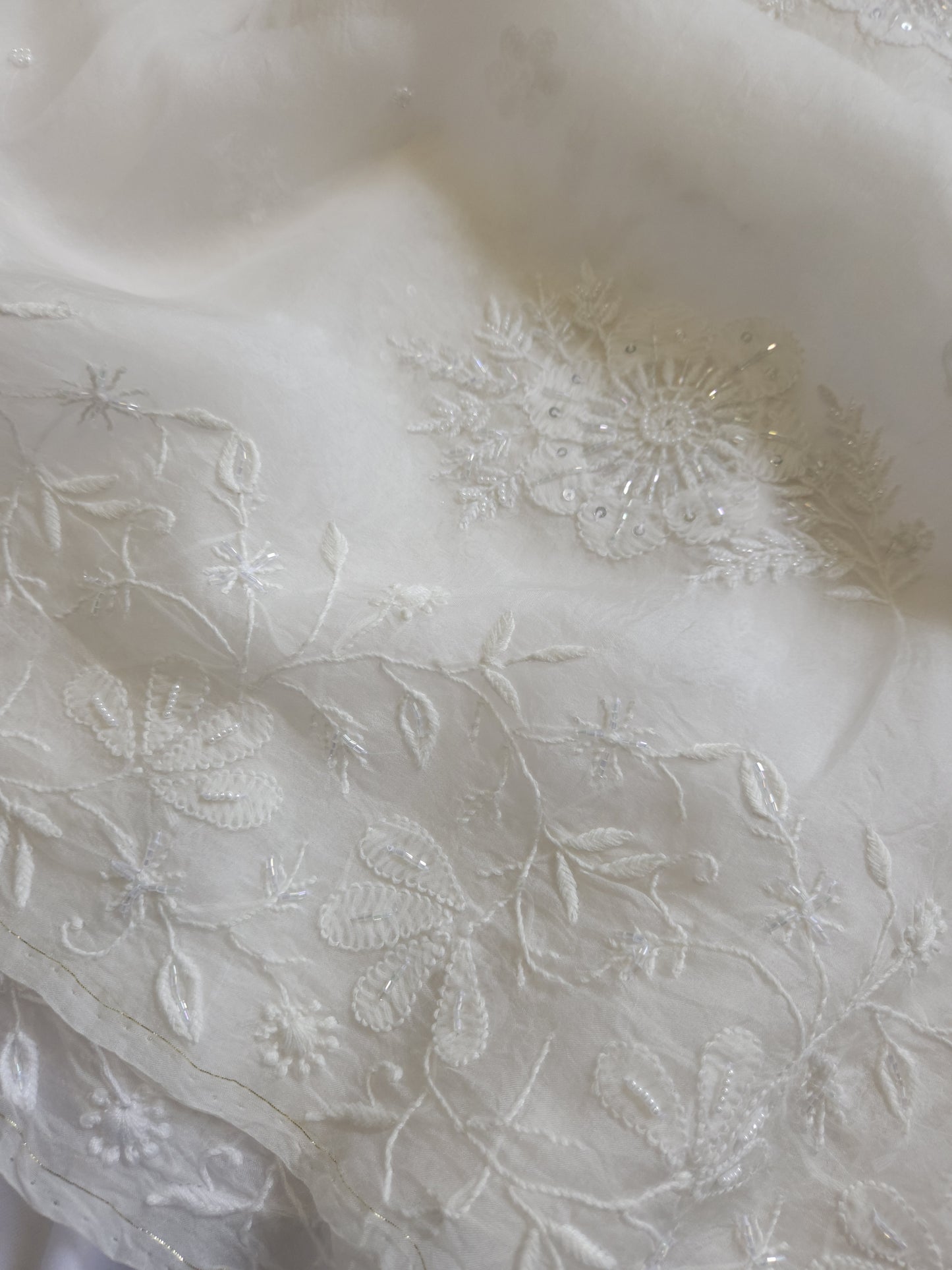 Organza Silk Saree (Undyed White)