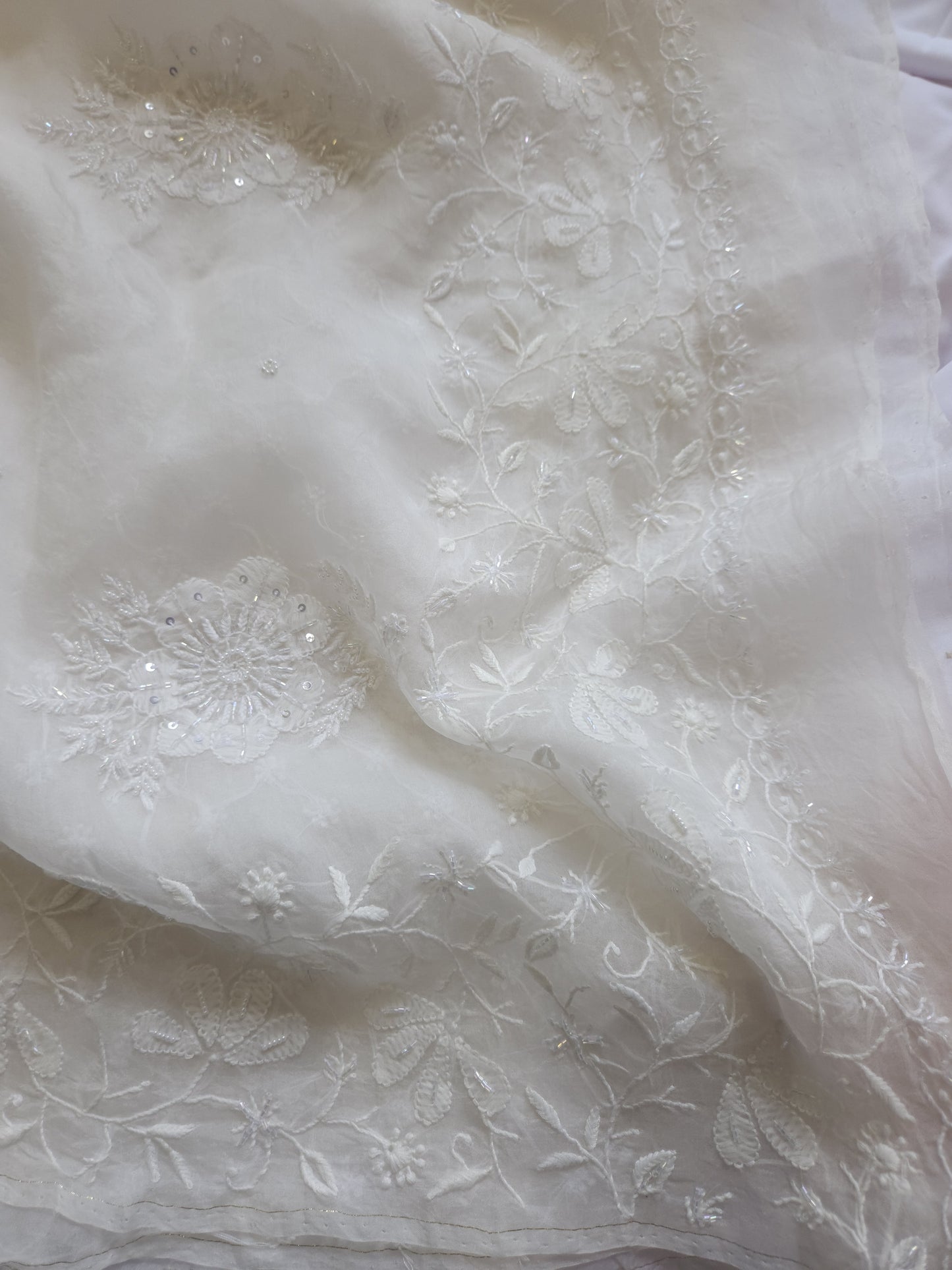 Organza Silk Saree (Undyed White)