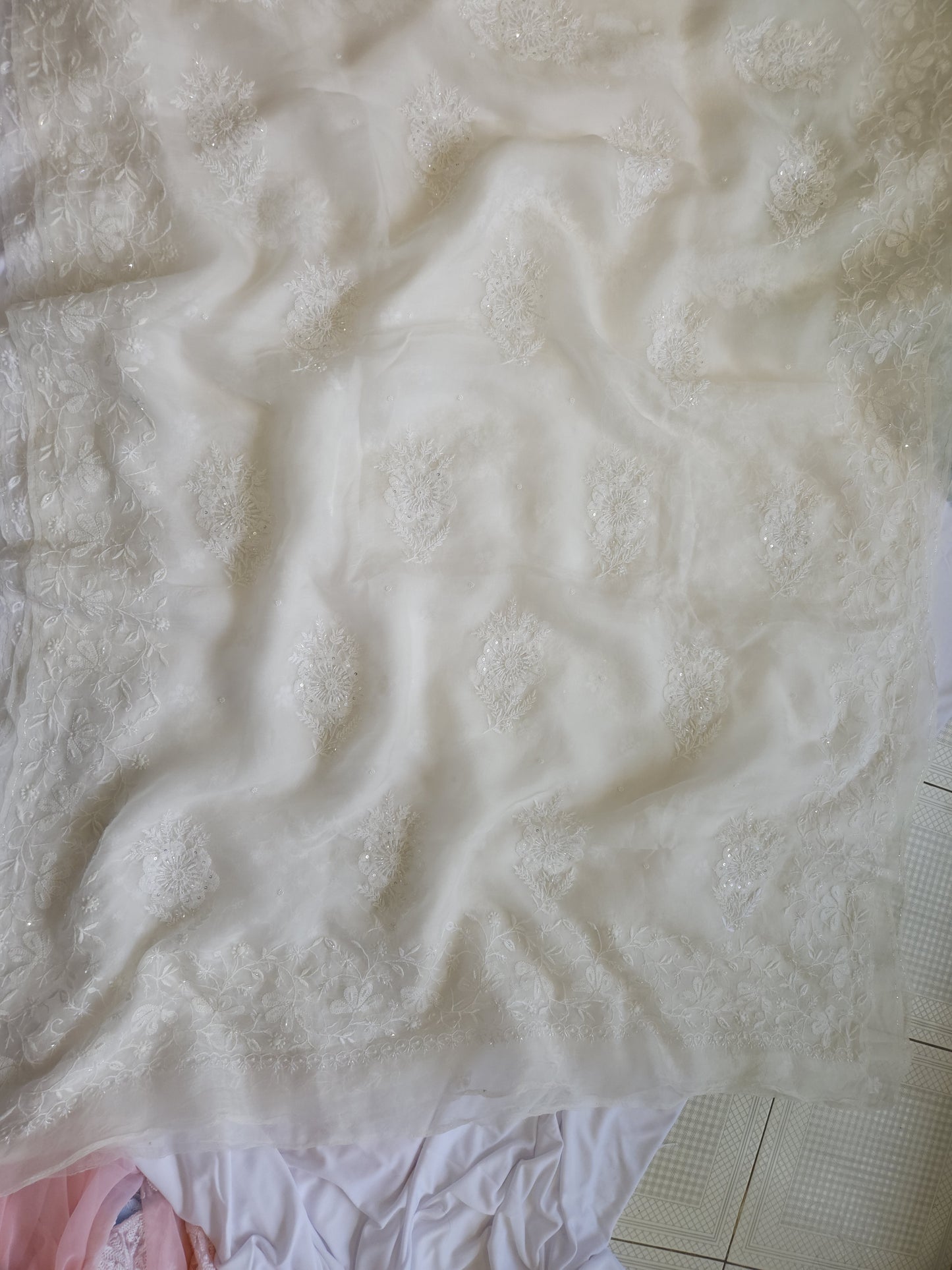 Organza Silk Saree (Undyed White)