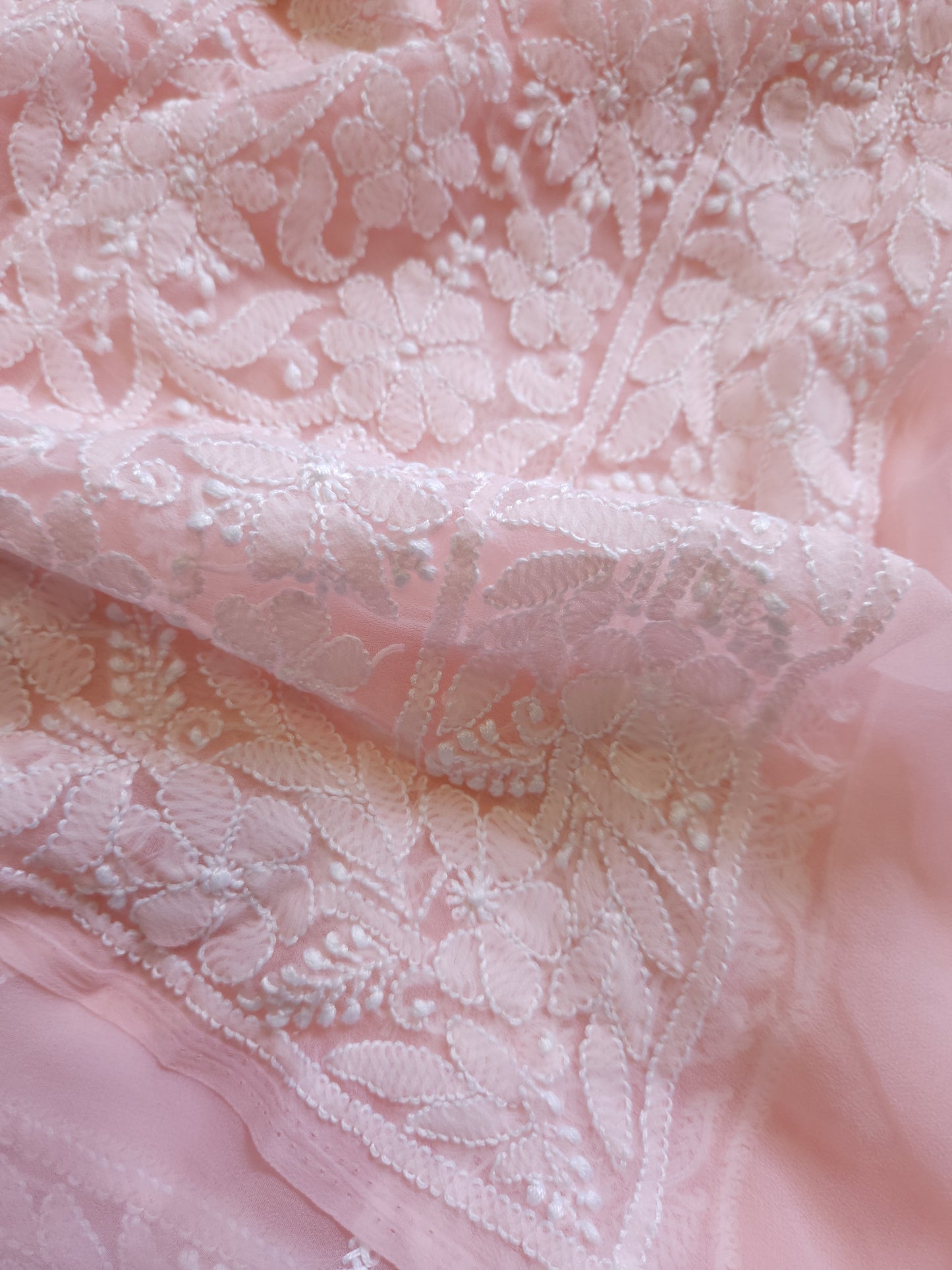 Semi Georgette Saree (Peach)