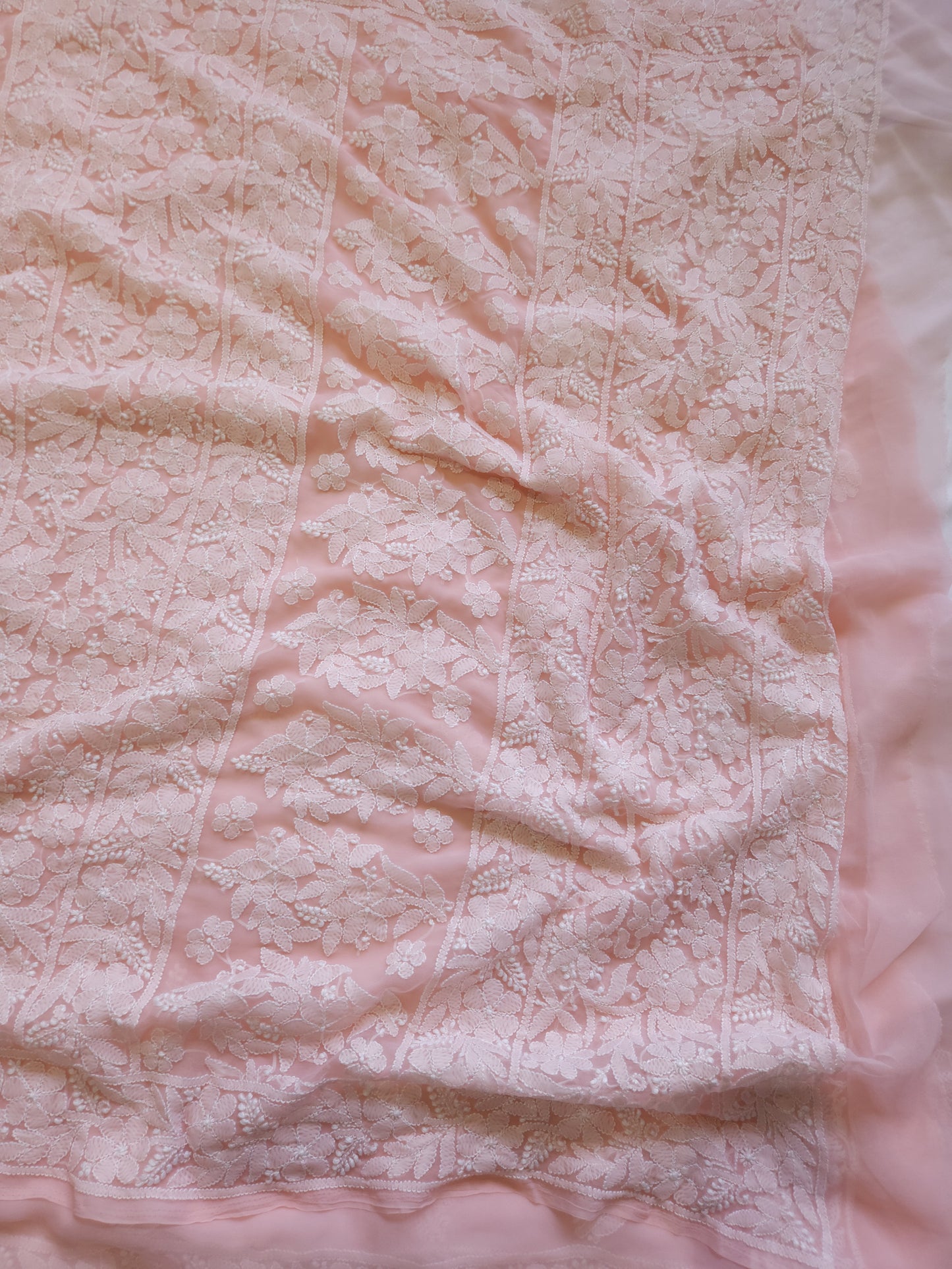 Semi Georgette Saree (Peach)