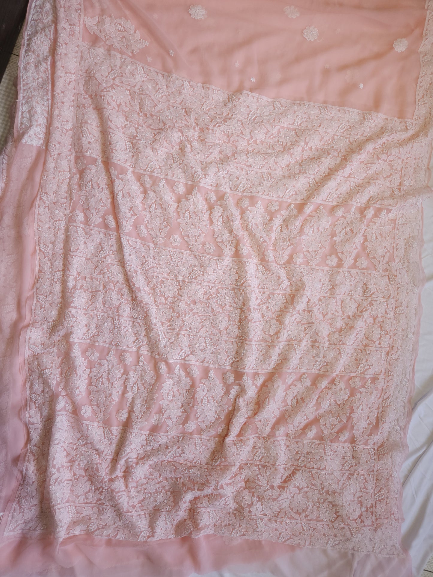 Semi Georgette Saree (Peach)