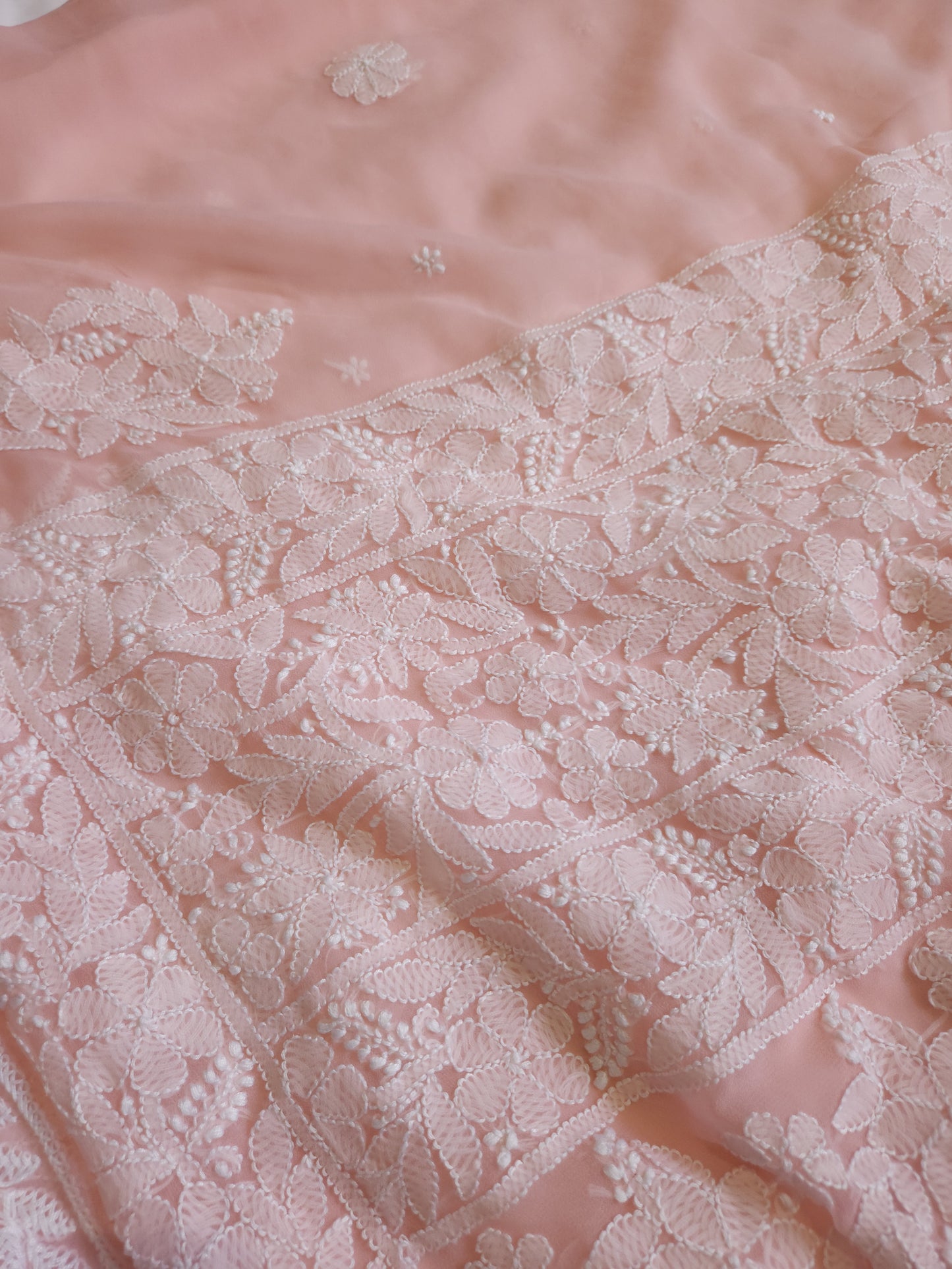Semi Georgette Saree (Peach)