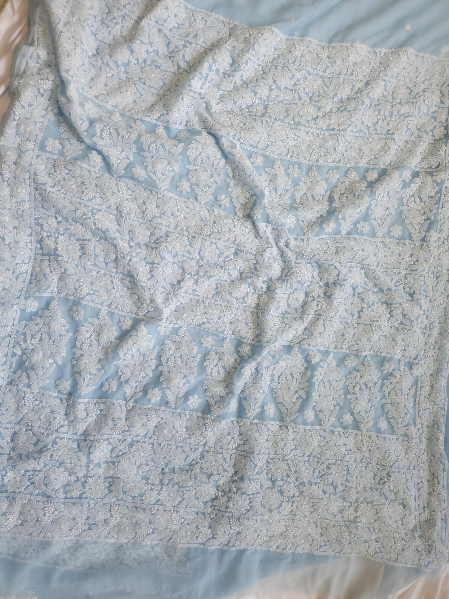 Semi Georgette Sarees (Ice Blue)