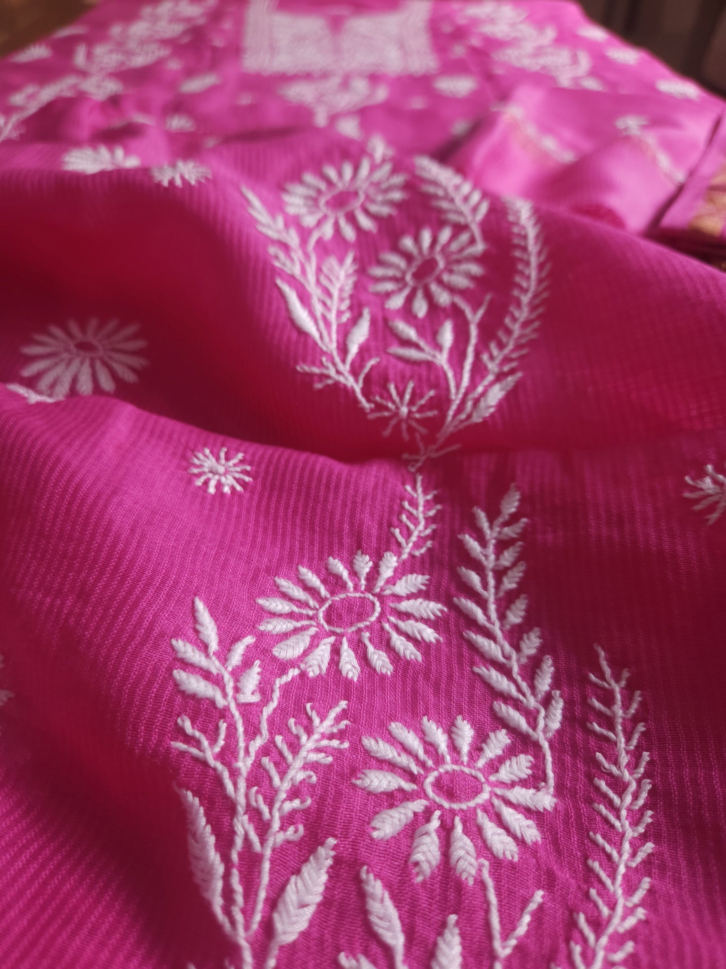 Maheshwari Chanderi 2-Piece Set (Hot Pink)