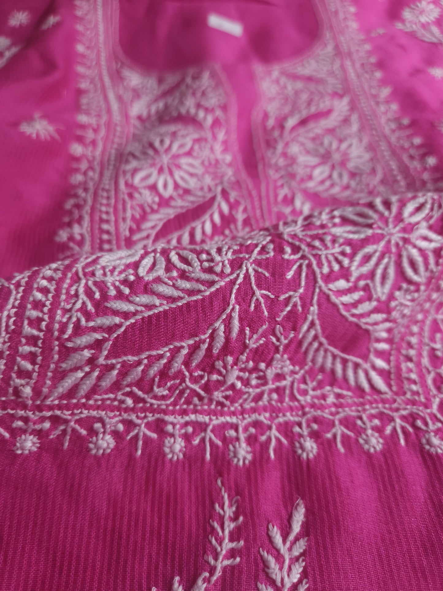 Maheshwari Chanderi 2-Piece Set (Hot Pink)
