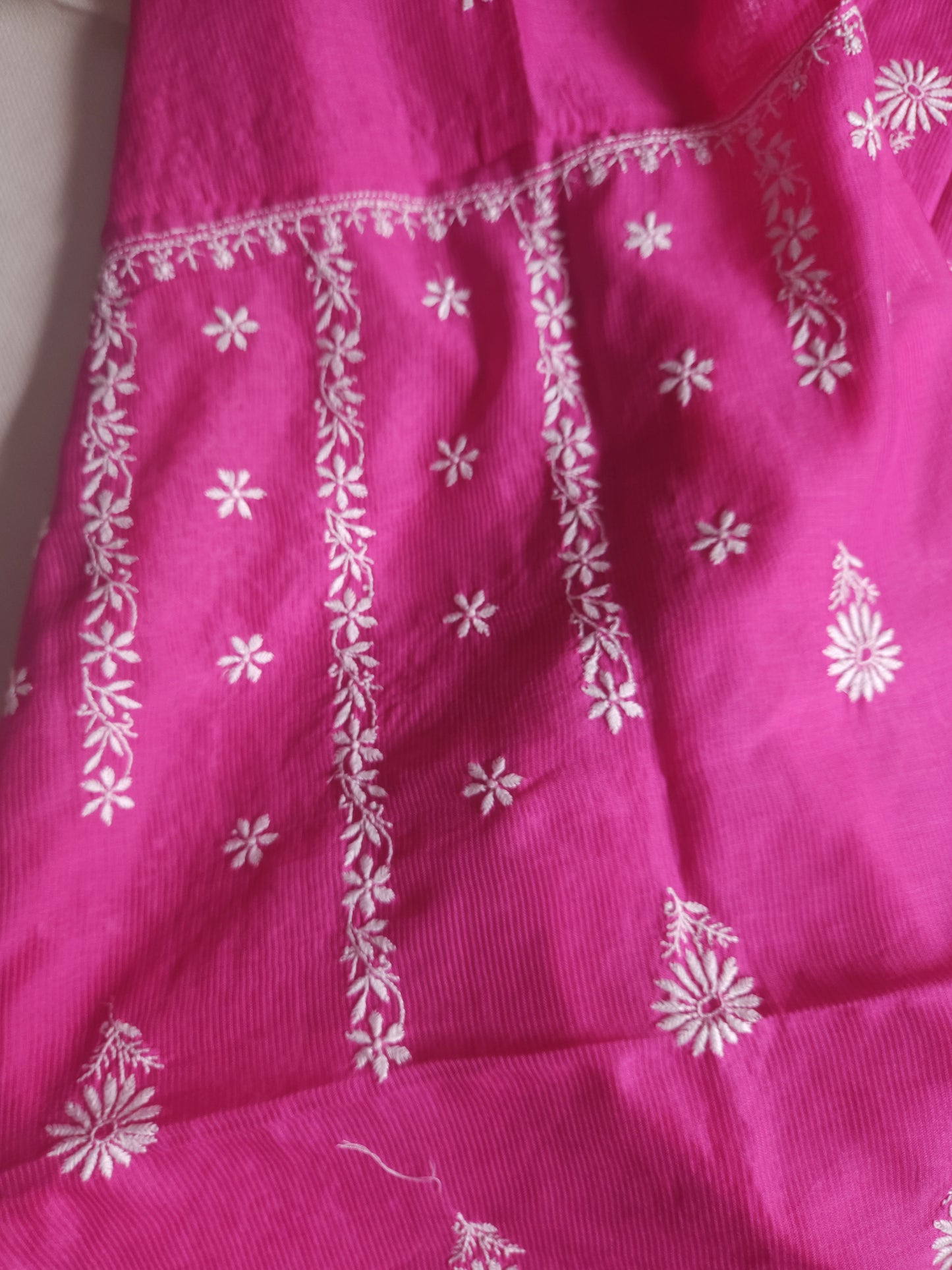 Maheshwari Chanderi 2-Piece Set (Hot Pink)