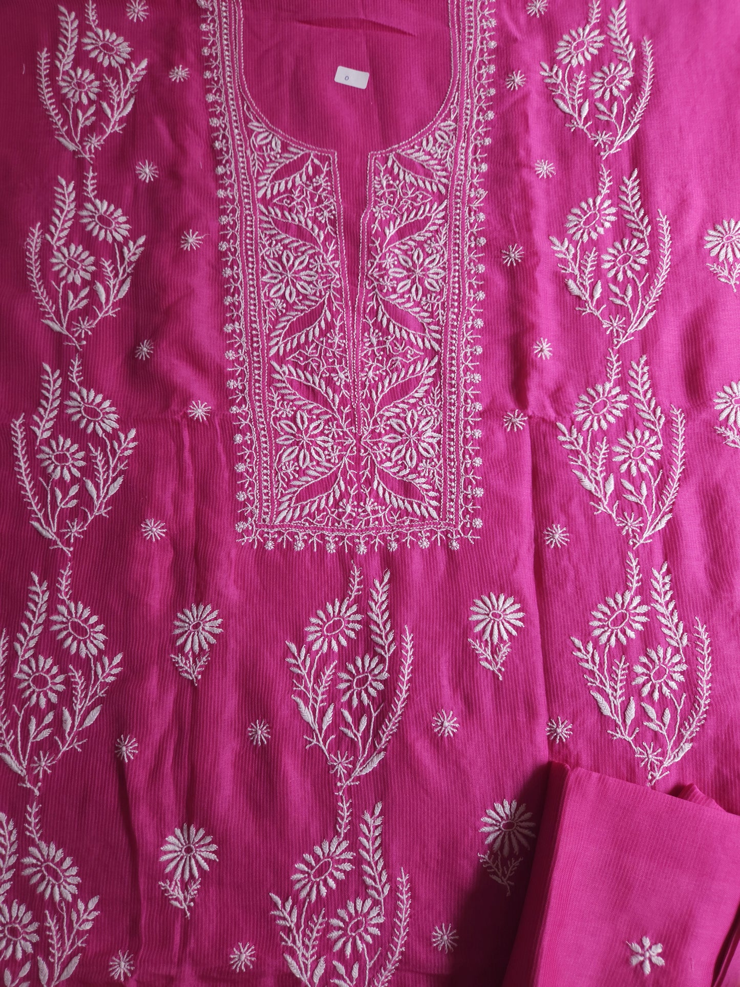 Maheshwari Chanderi 2-Piece Set (Hot Pink)