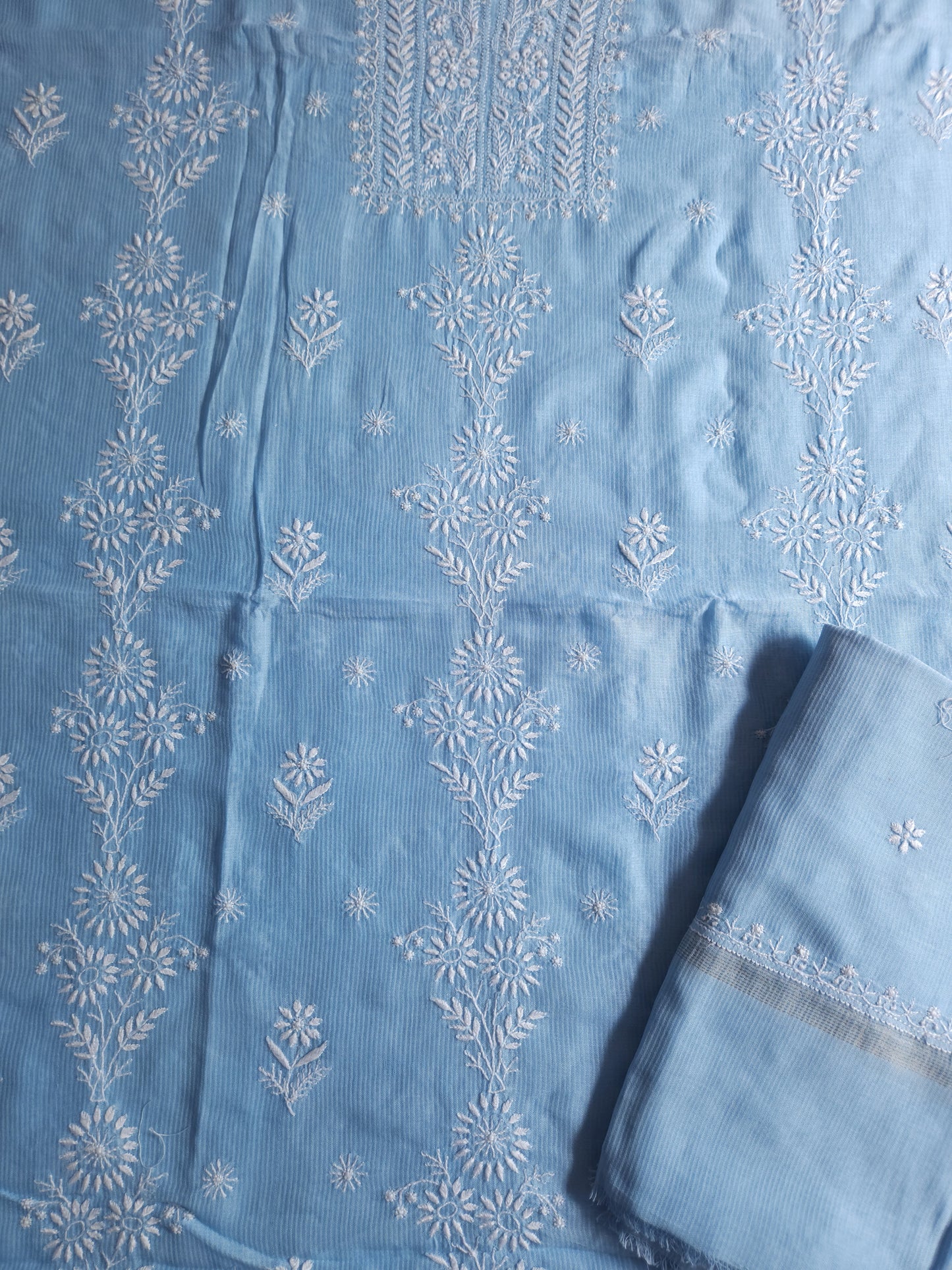 Maheshwari Chanderi 2-Piece Set (Blue)