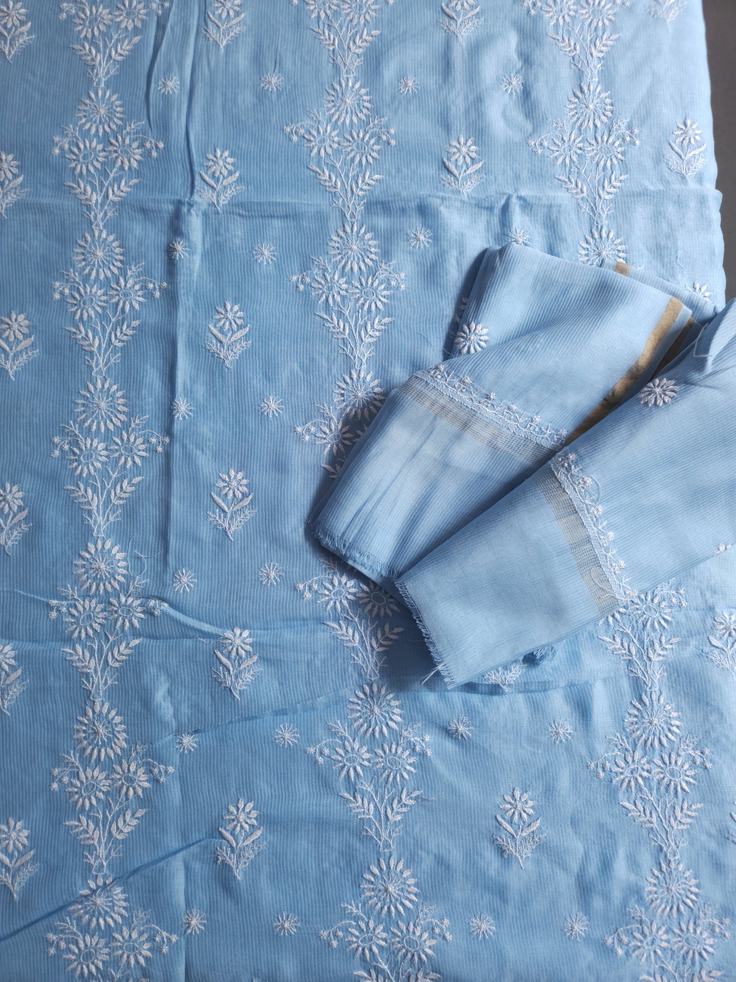 Maheshwari Chanderi 2-Piece Set (Blue)