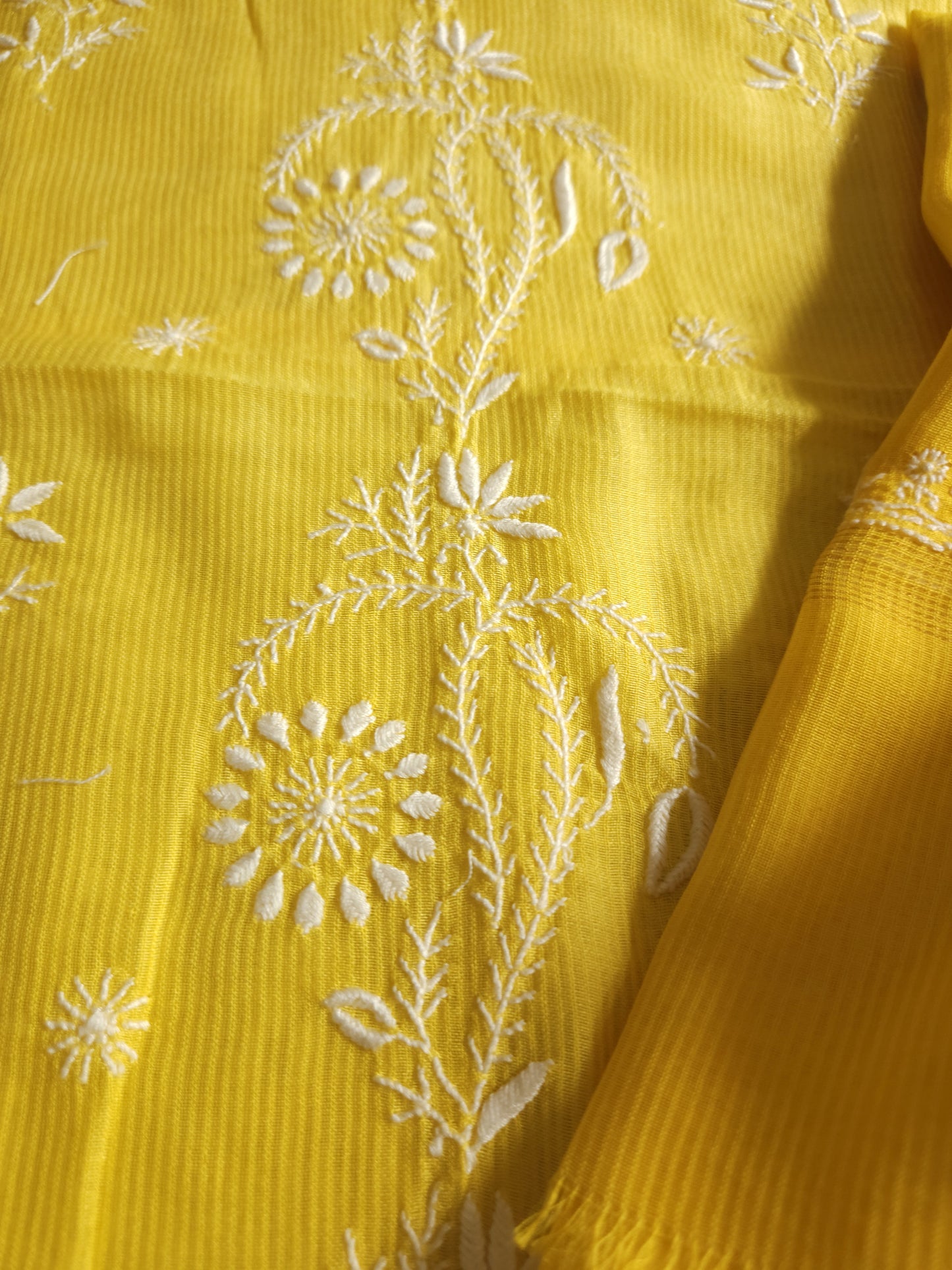 Maheshwari Chanderi 2-Piece Set (Mango Yellow)