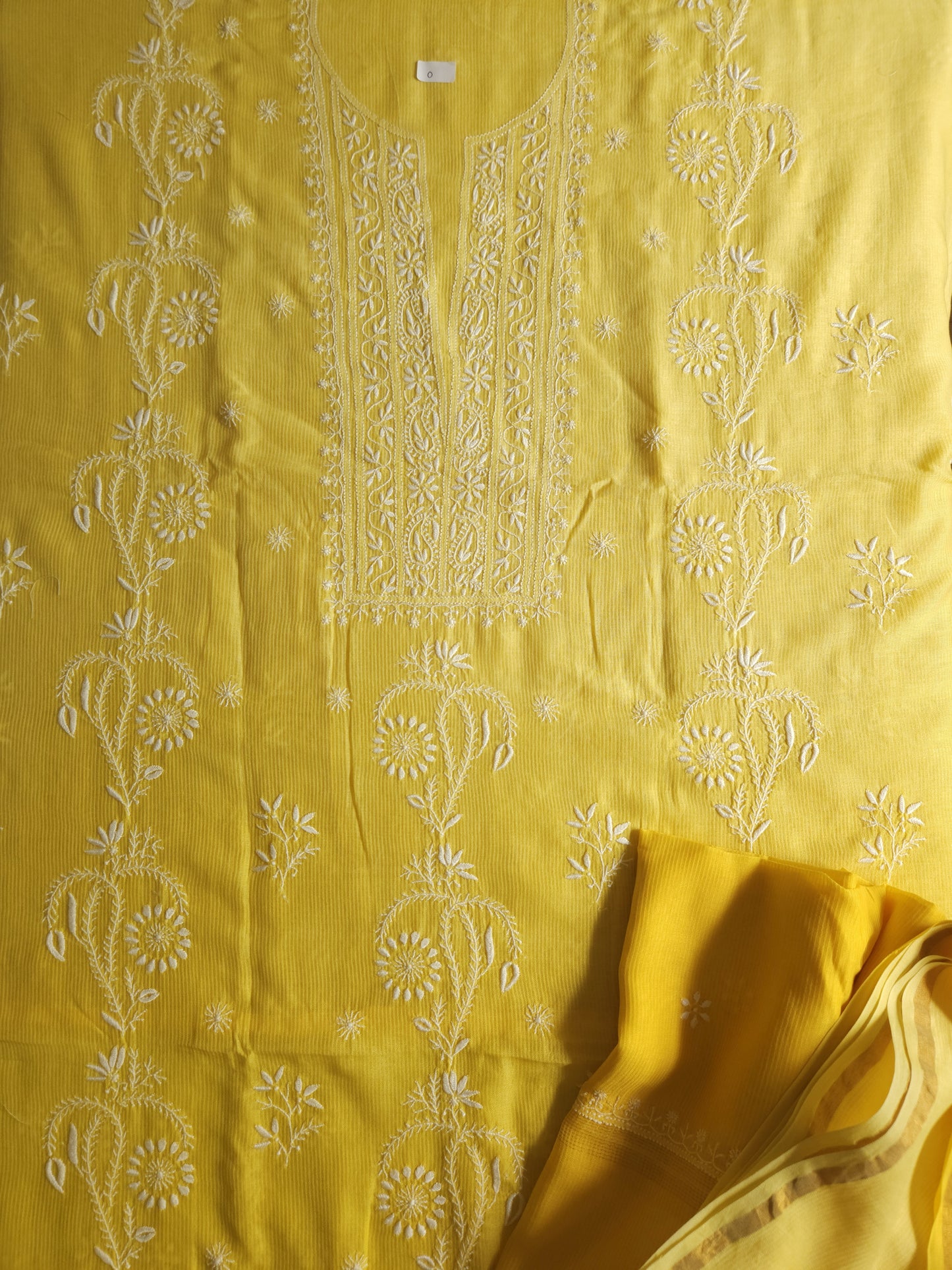Maheshwari Chanderi 2-Piece Set (Mango Yellow)