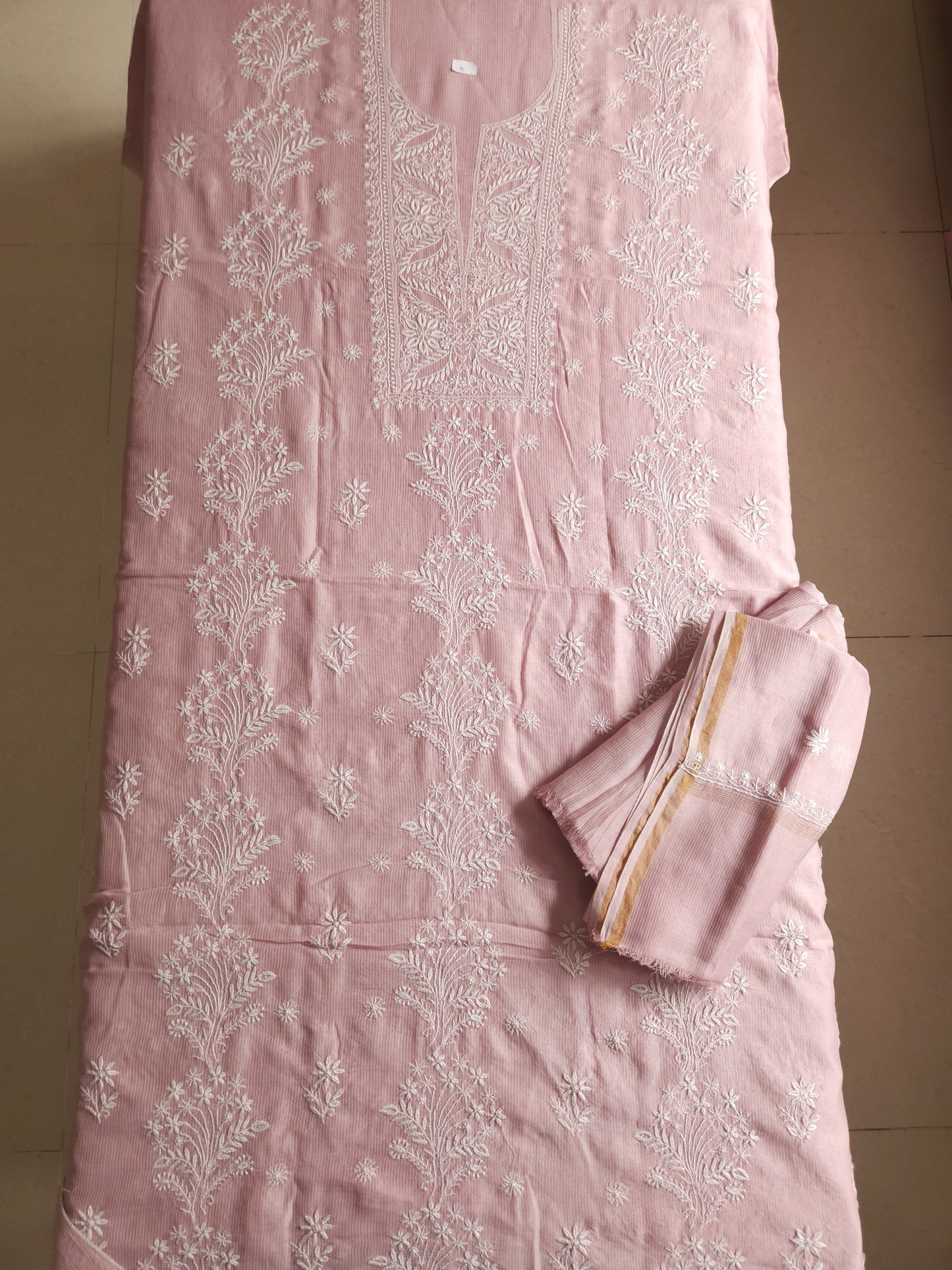 Maheshwari Chanderi 2-Piece Set (Salmon Pink)