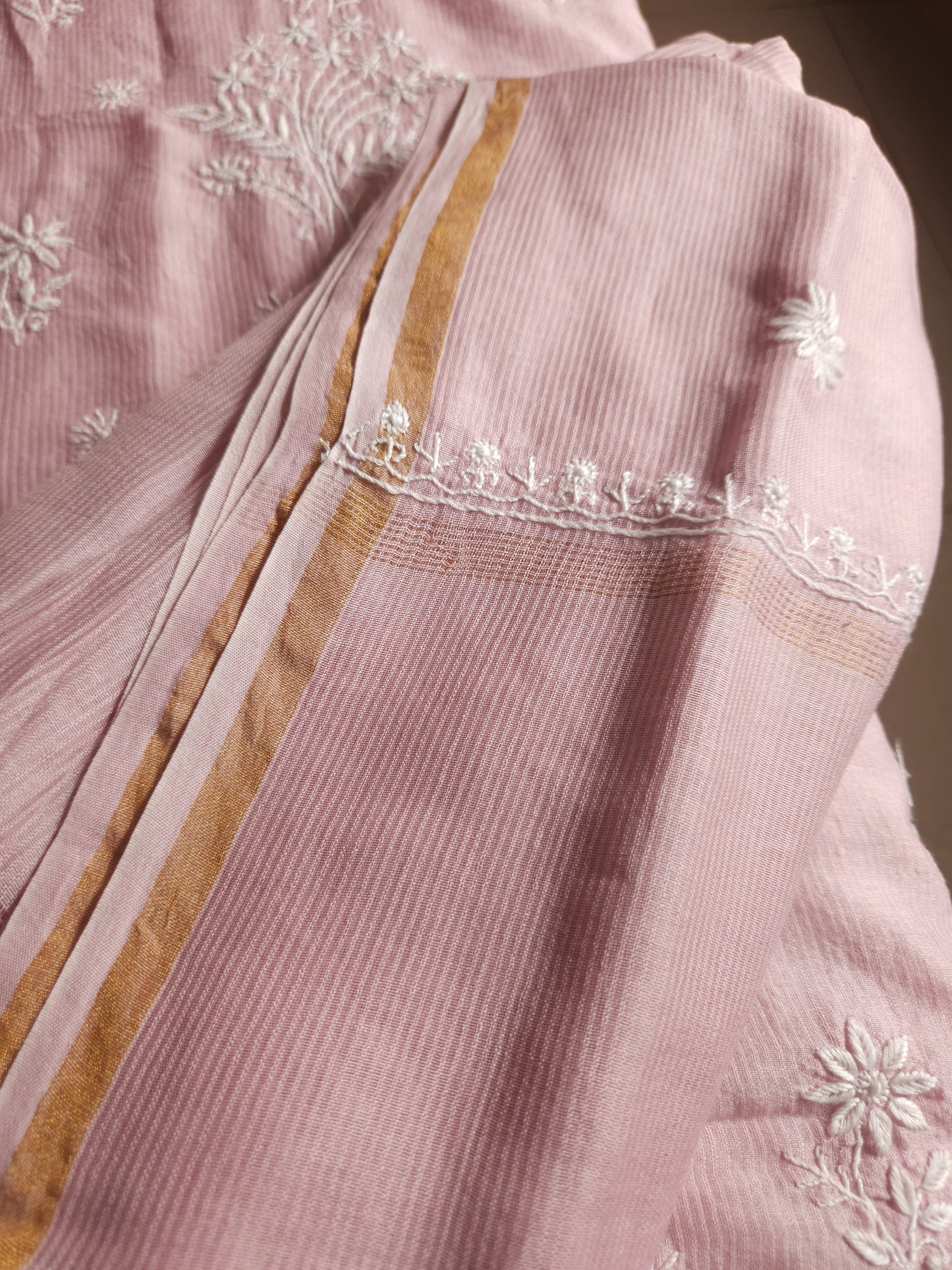 Maheshwari Chanderi 2-Piece Set (Salmon Pink)