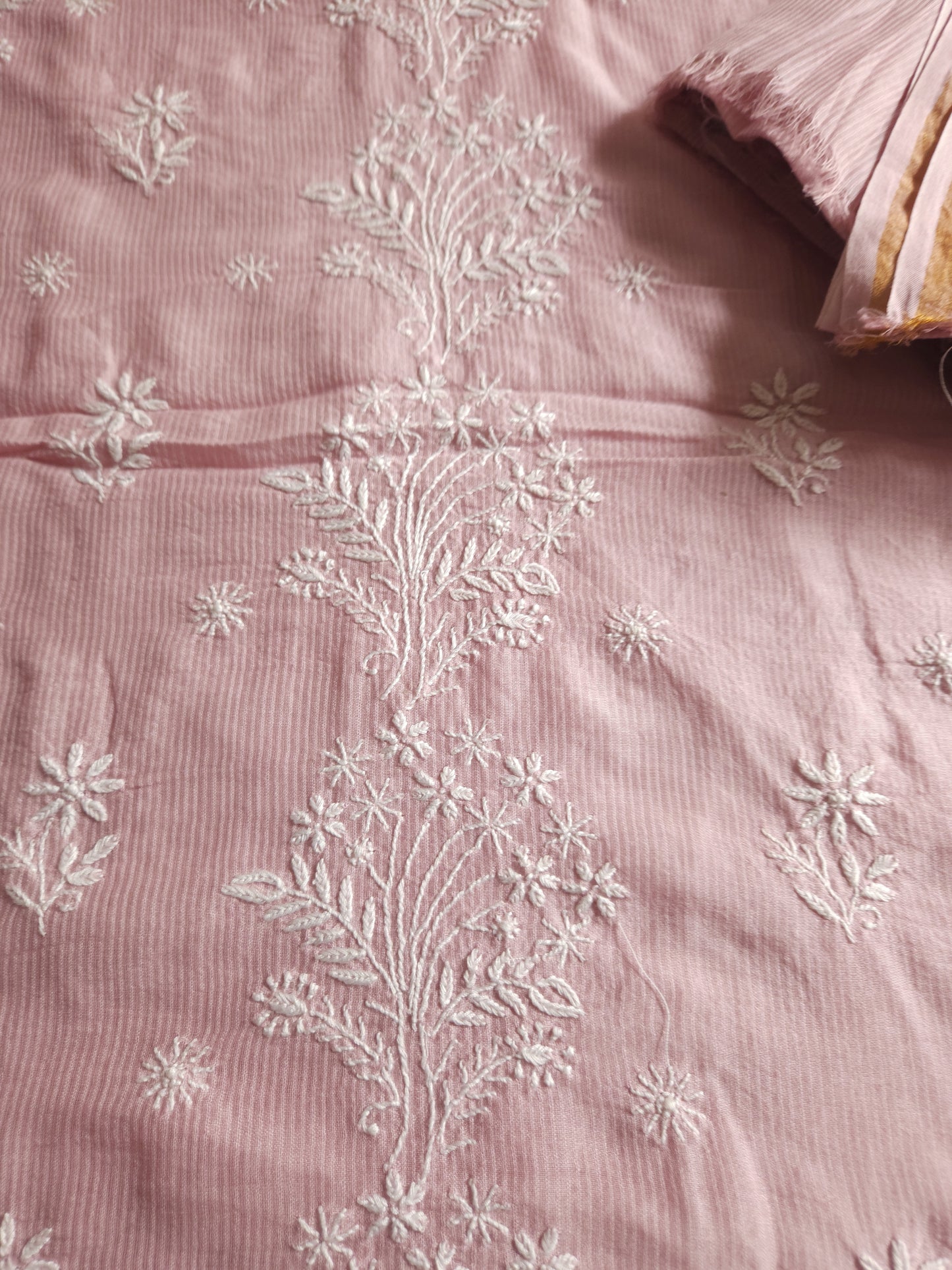 Maheshwari Chanderi 2-Piece Set (Salmon Pink)