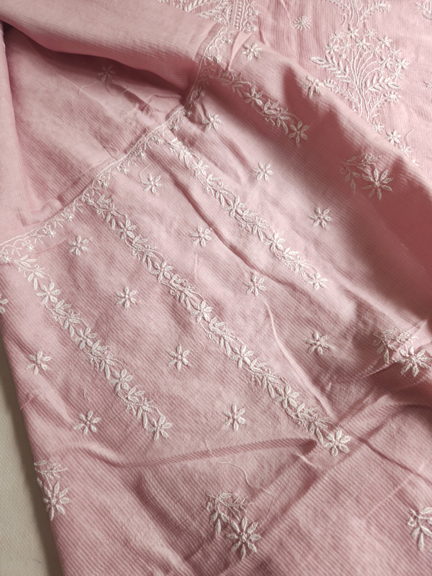 Maheshwari Chanderi 2-Piece Set (Salmon Pink)