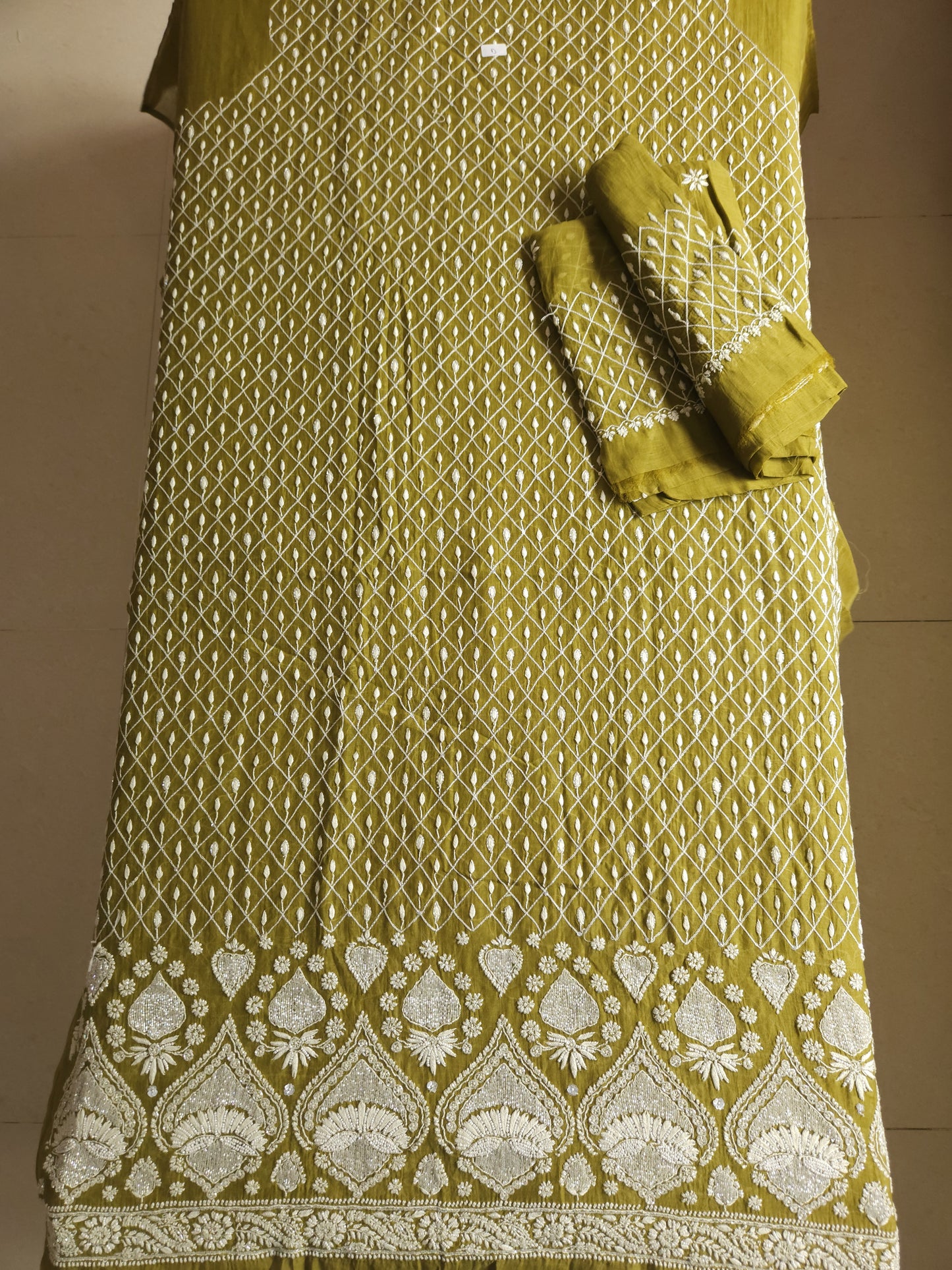 Malmal Chanderi 2-Piece Set (Mehendi Green)
