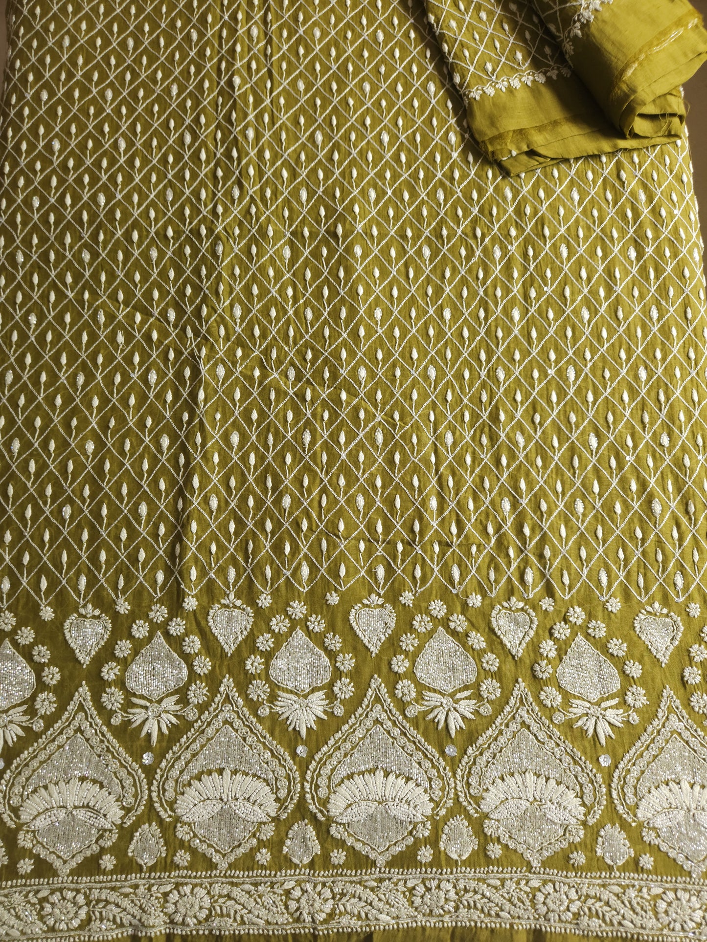 Malmal Chanderi 2-Piece Set (Mehendi Green)