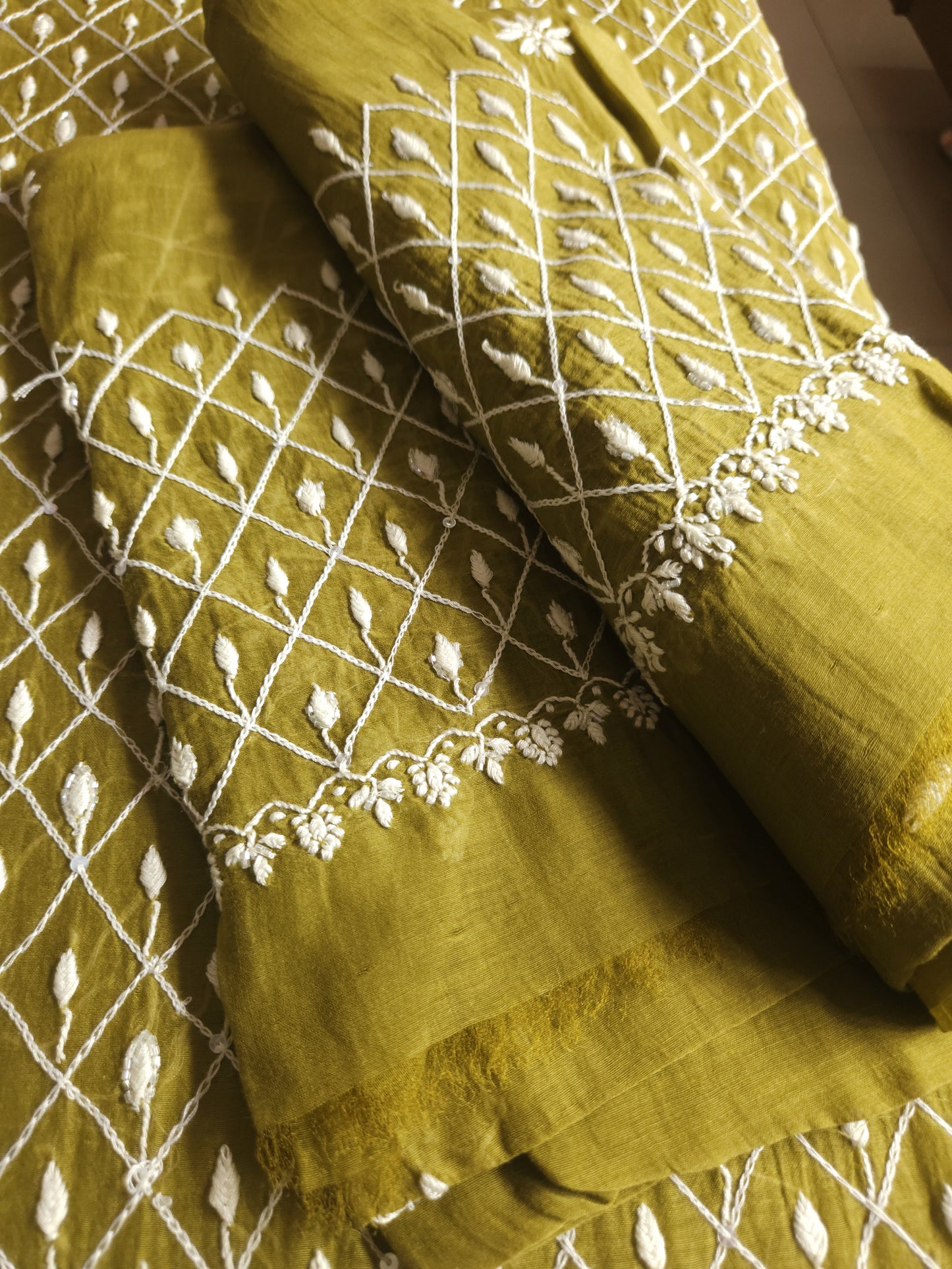 Malmal Chanderi 2-Piece Set (Mehendi Green)