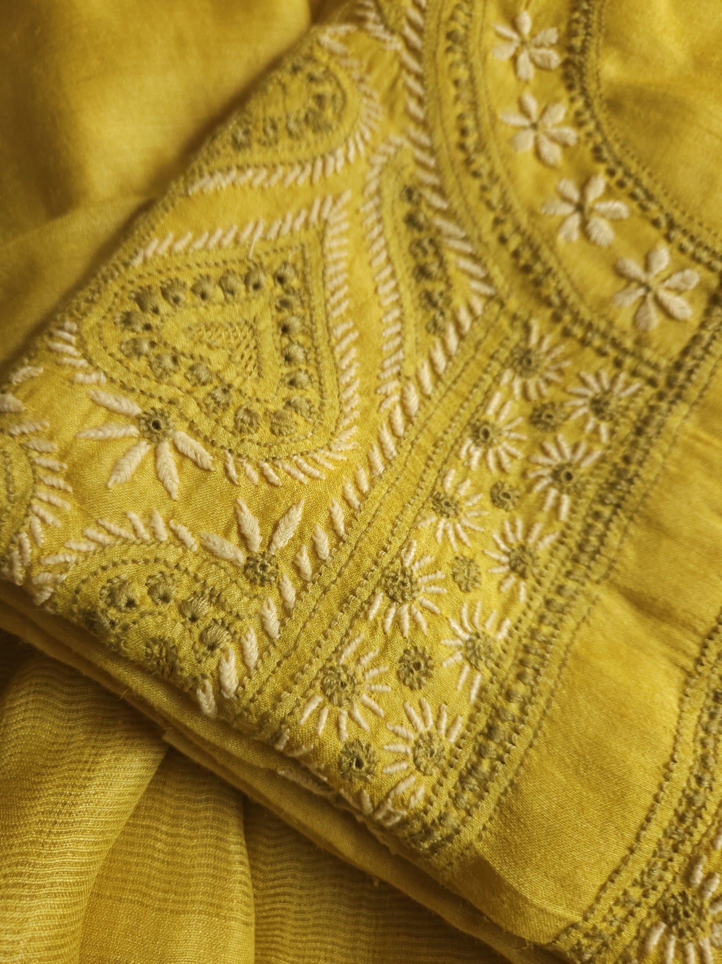 Moonga Silk 2-Piece Set (Old Gold Yellow)