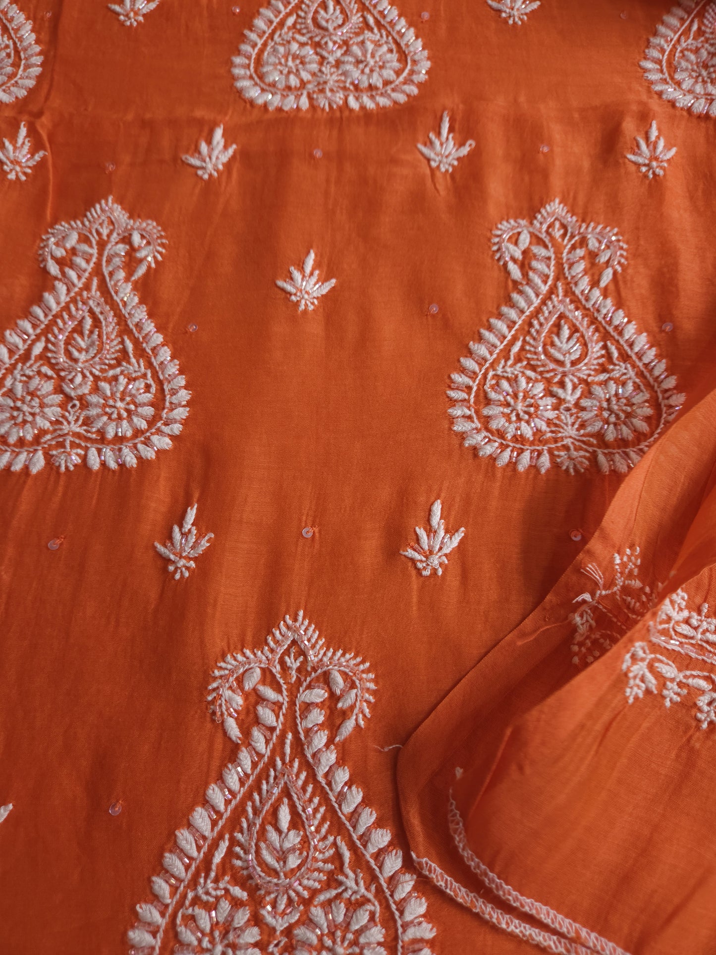 Malmal Chanderi 2-Piece Set (Orange)