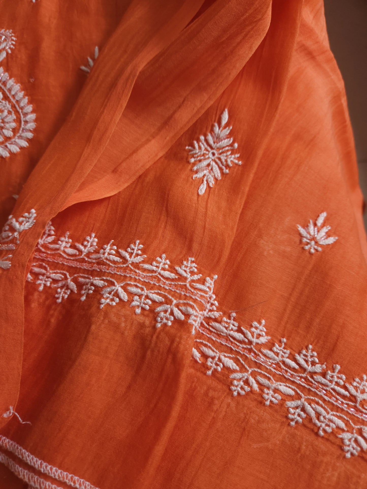 Malmal Chanderi 2-Piece Set (Orange)