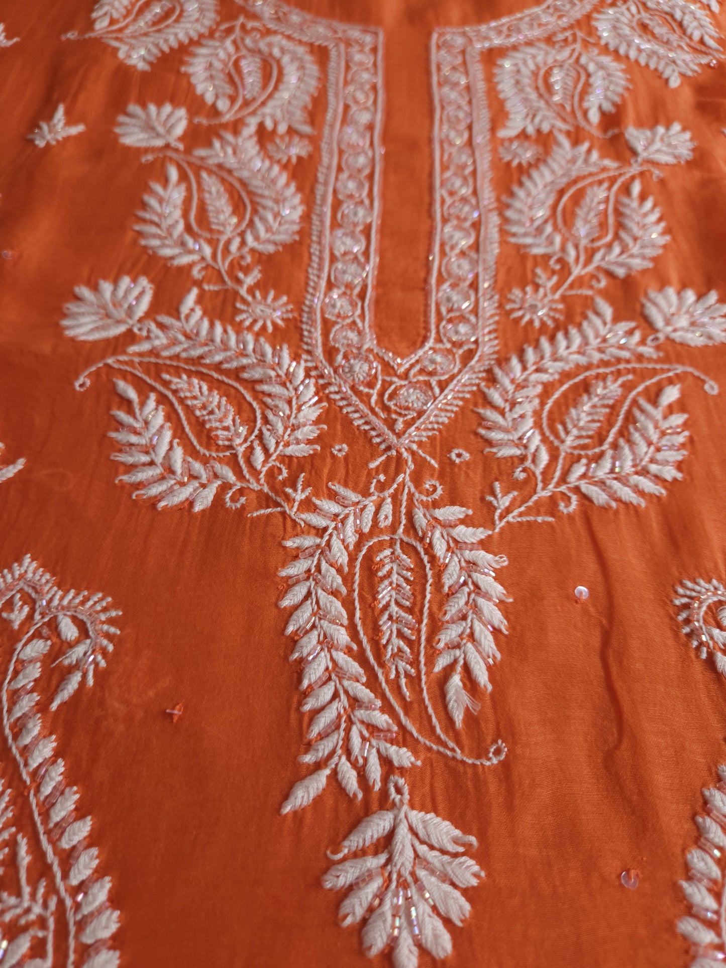 Malmal Chanderi 2-Piece Set (Orange)