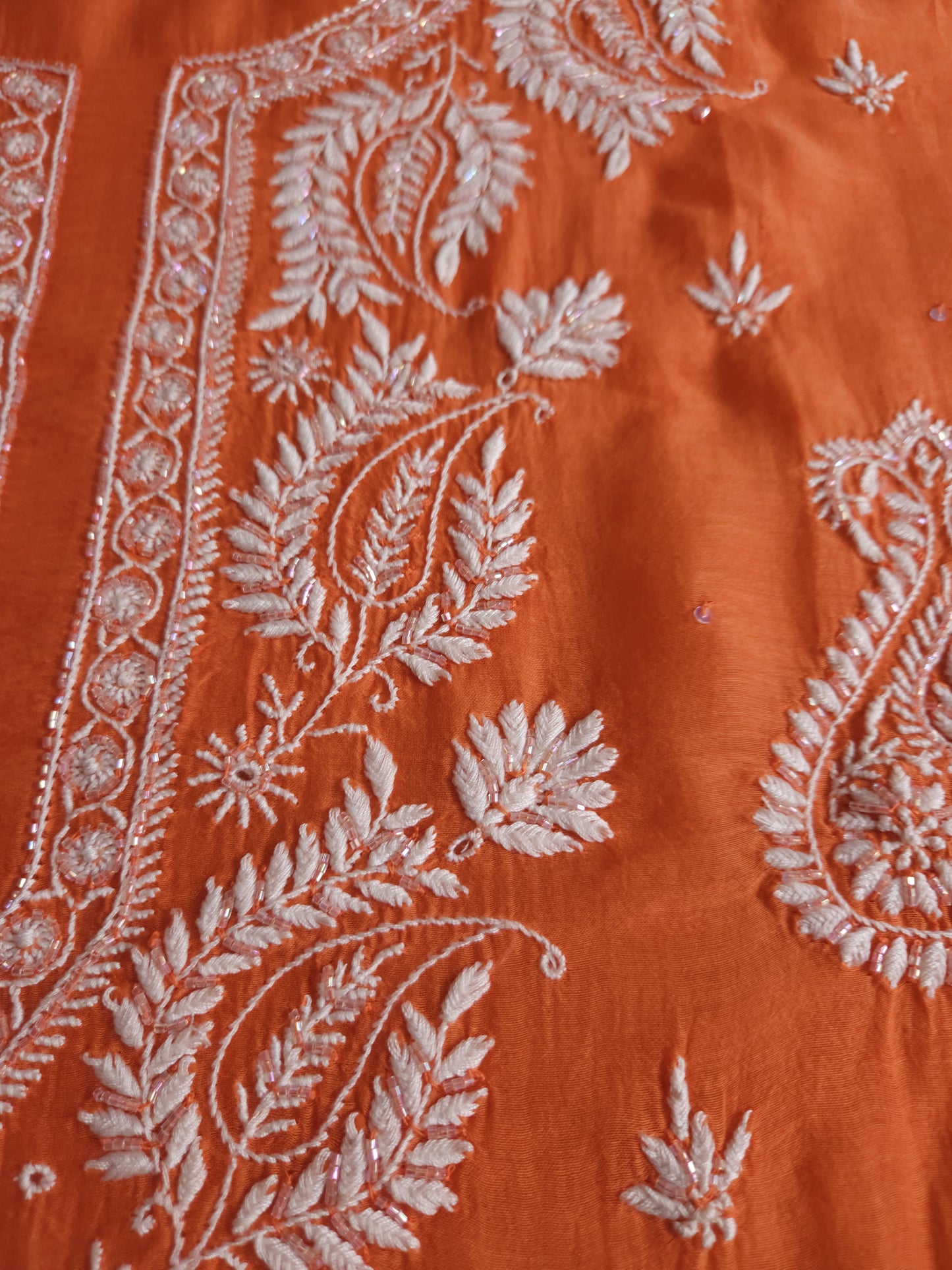 Malmal Chanderi 2-Piece Set (Orange)