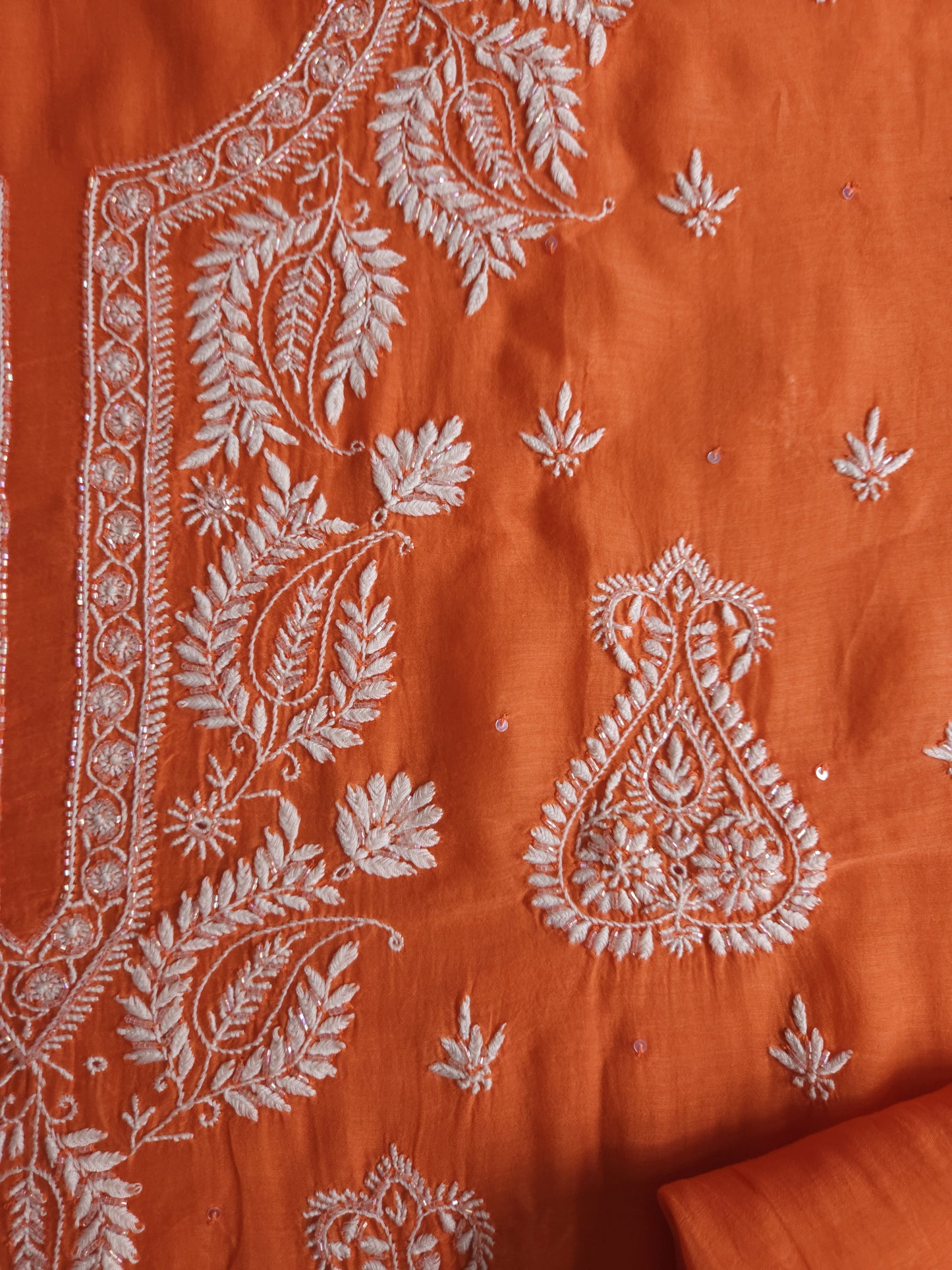 Malmal Chanderi 2-Piece Set (Orange)
