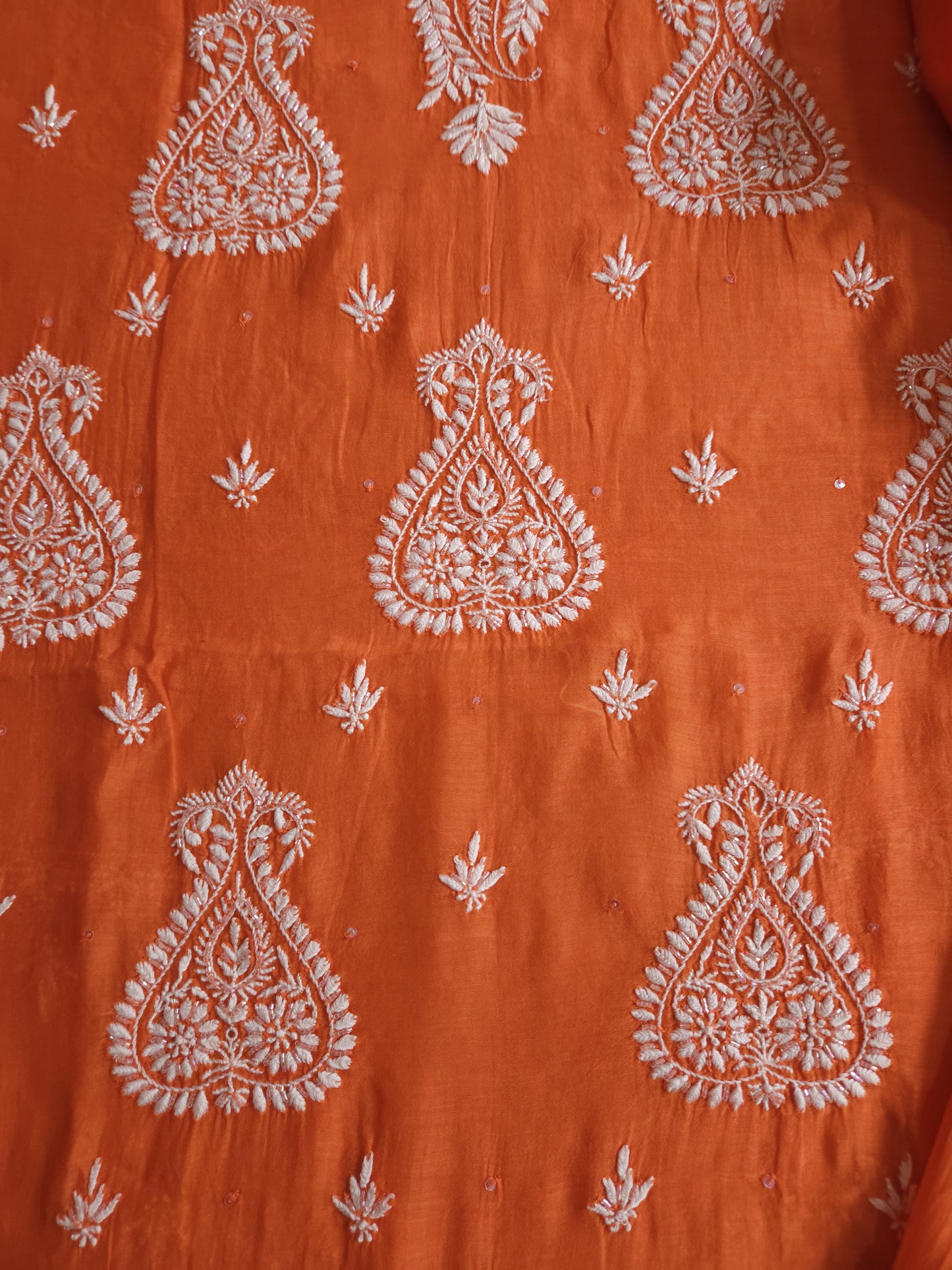Malmal Chanderi 2-Piece Set (Orange)