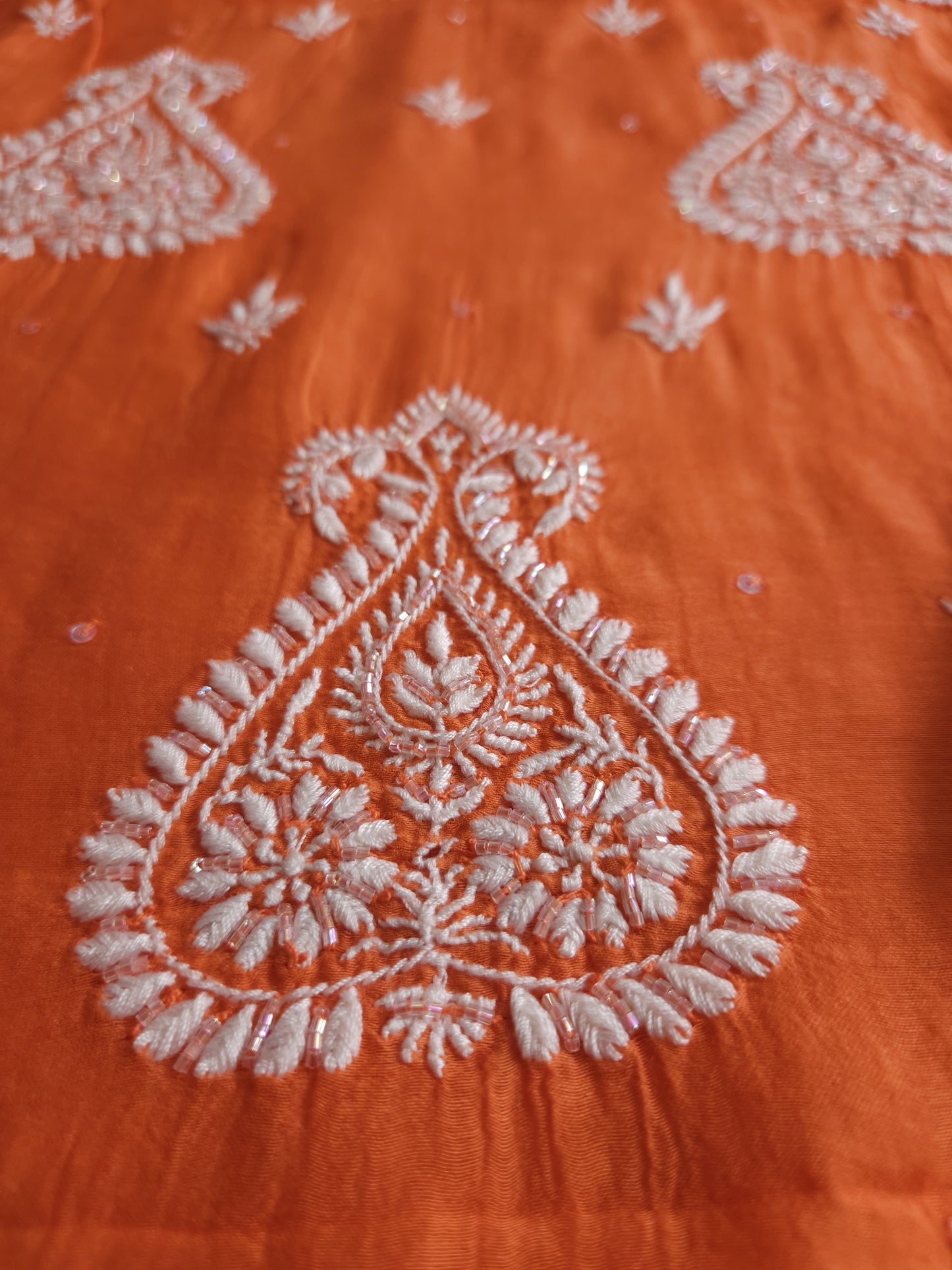 Malmal Chanderi 2-Piece Set (Orange)