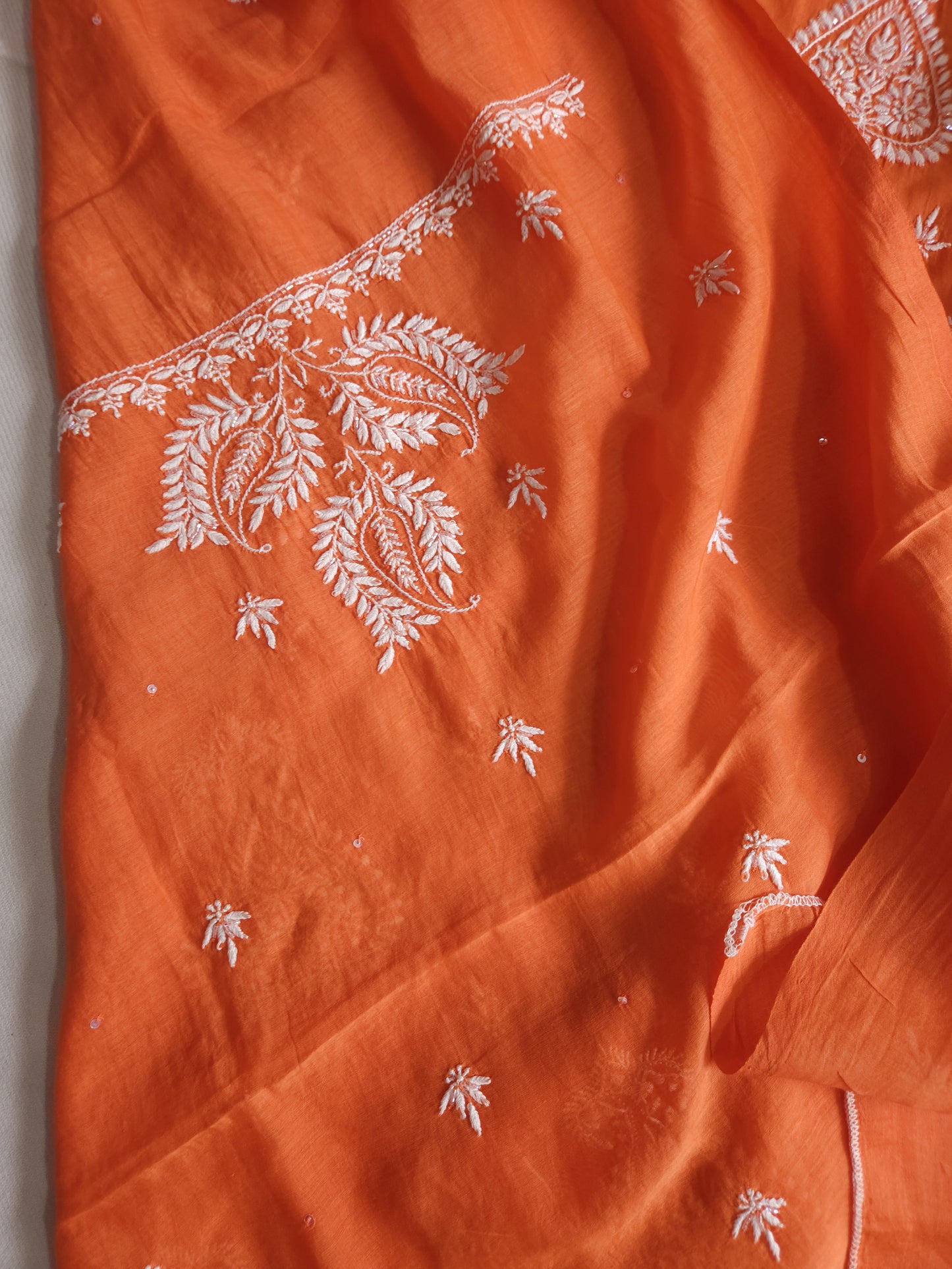 Malmal Chanderi 2-Piece Set (Orange)