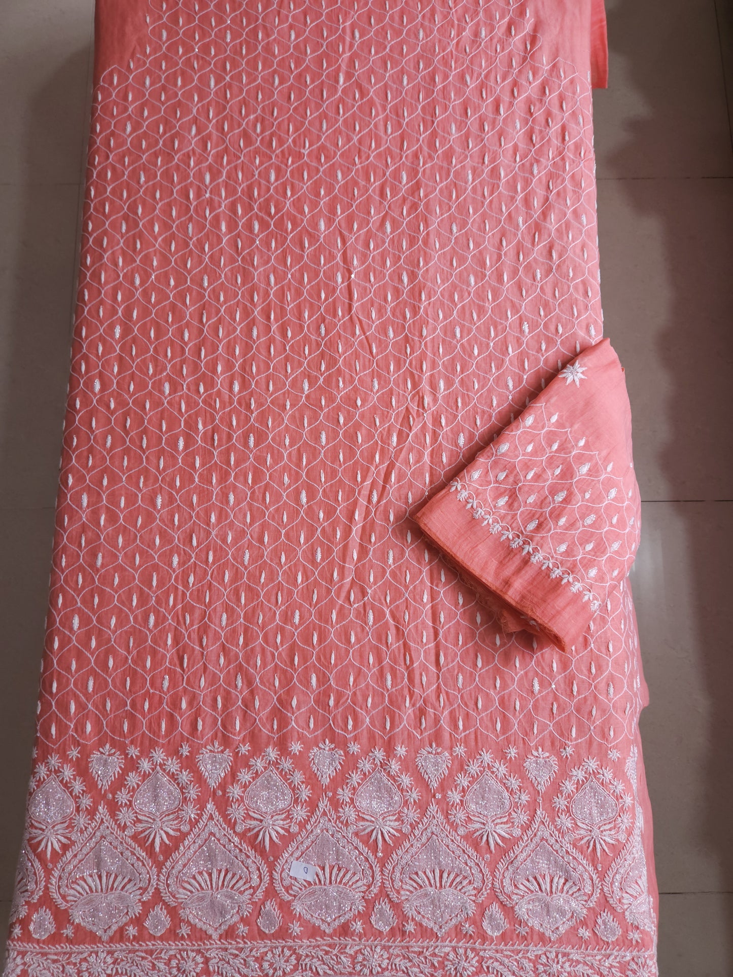 Malmal Chanderi 2-Piece Set (Pinkish Peach)