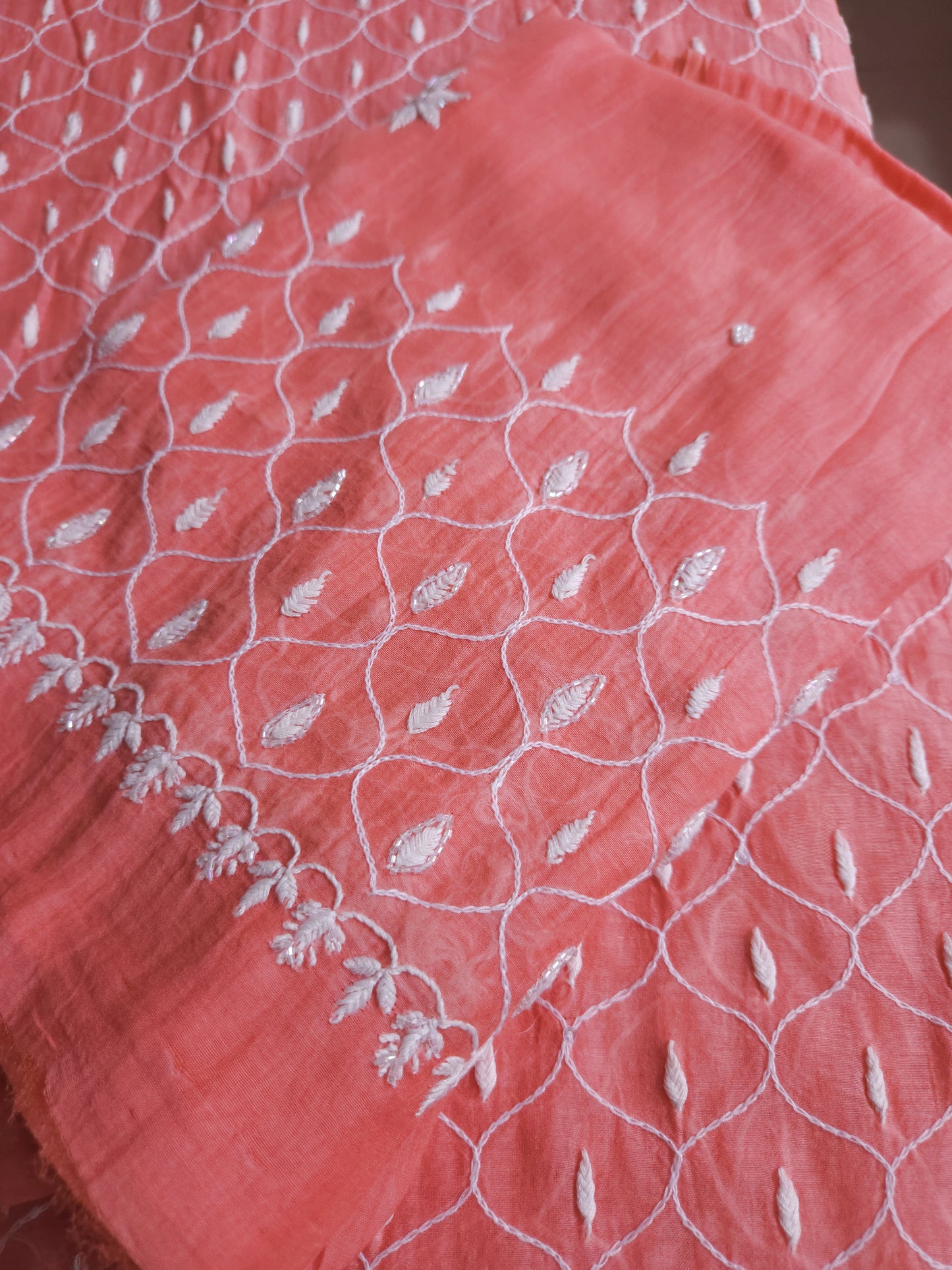 Malmal Chanderi 2-Piece Set (Pinkish Peach)